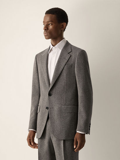 ライトベージュ&ダークブラウン ウール&カシミヤ ジャケット FW26