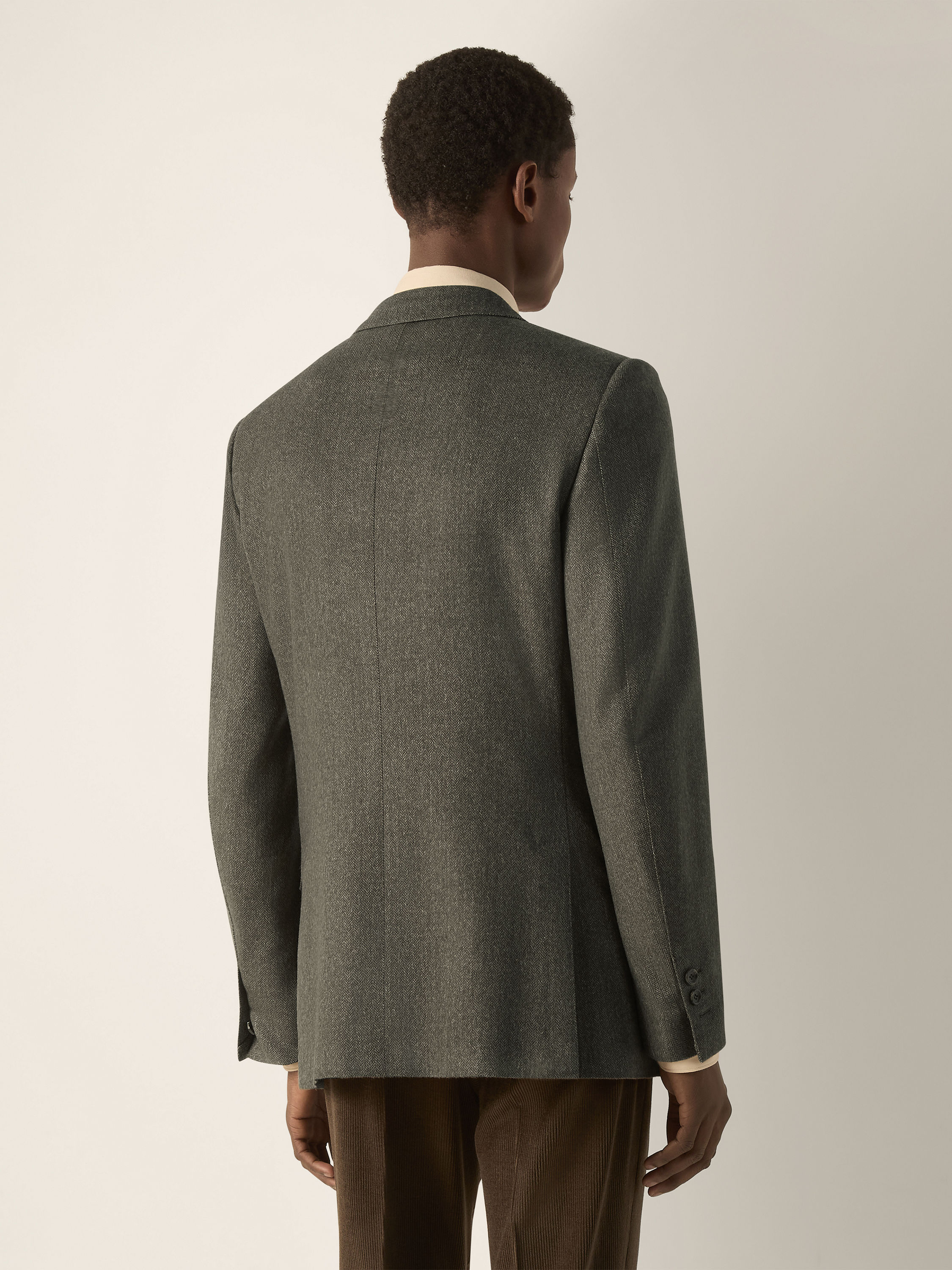Dark Olive Green and Light Taupe Cashmere Jacket Product detail photo #5