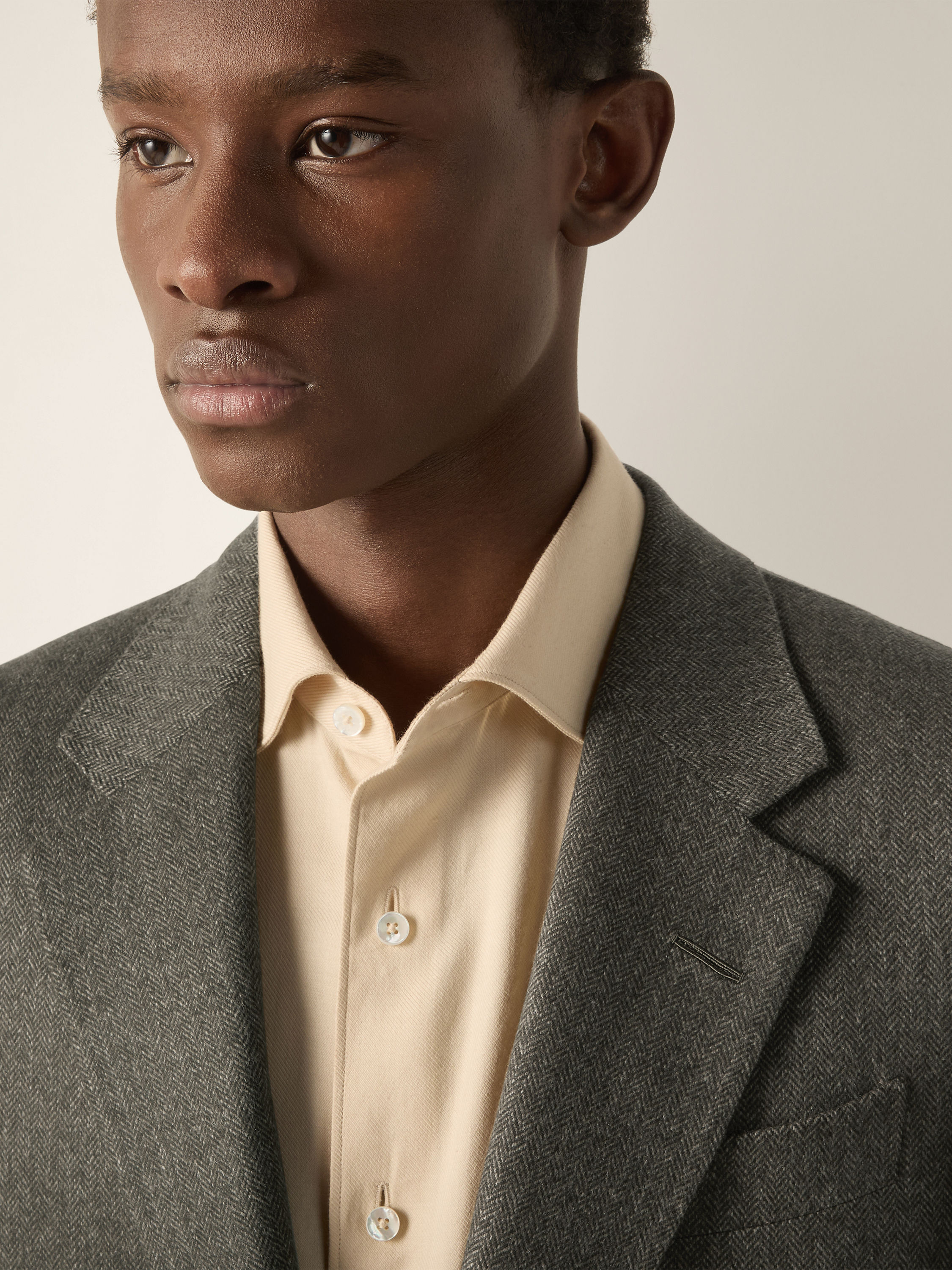 Dark Olive Green and Light Taupe Cashmere Jacket Product detail photo #2