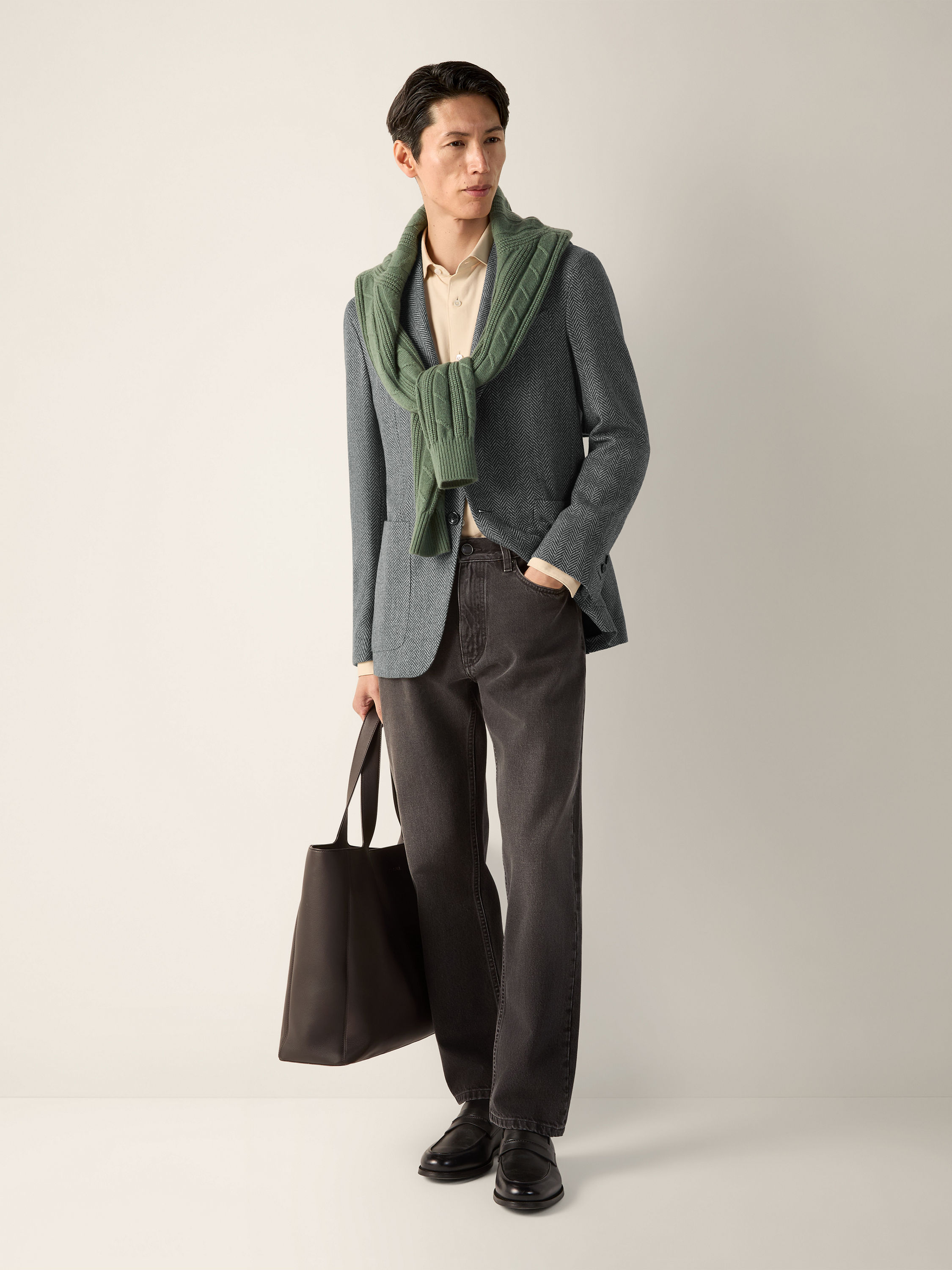 Dark Grey and Grey Oasi Cashmere Jacket Product detail photo #1