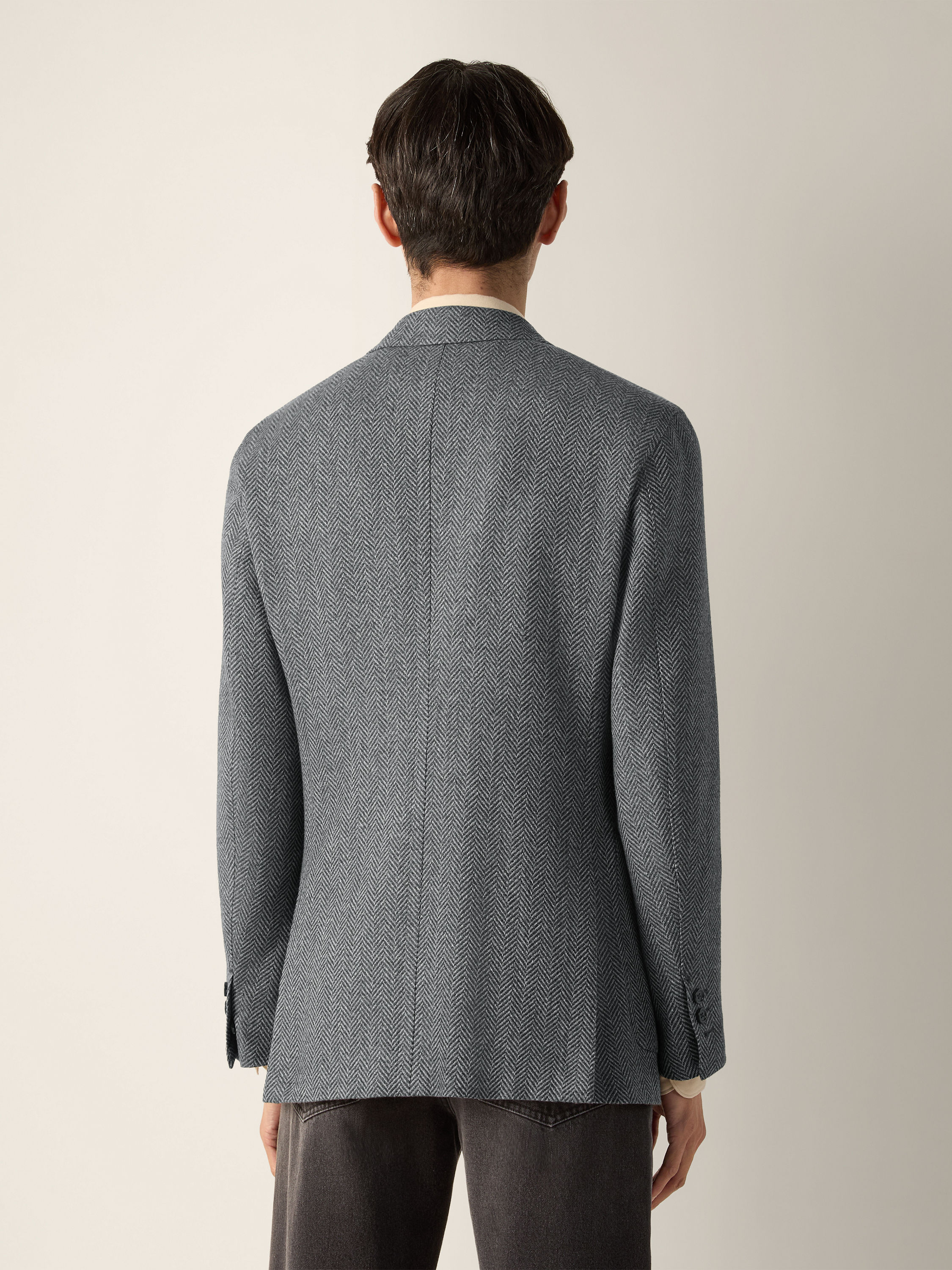Dark Grey and Grey Oasi Cashmere Jacket Product detail photo #5