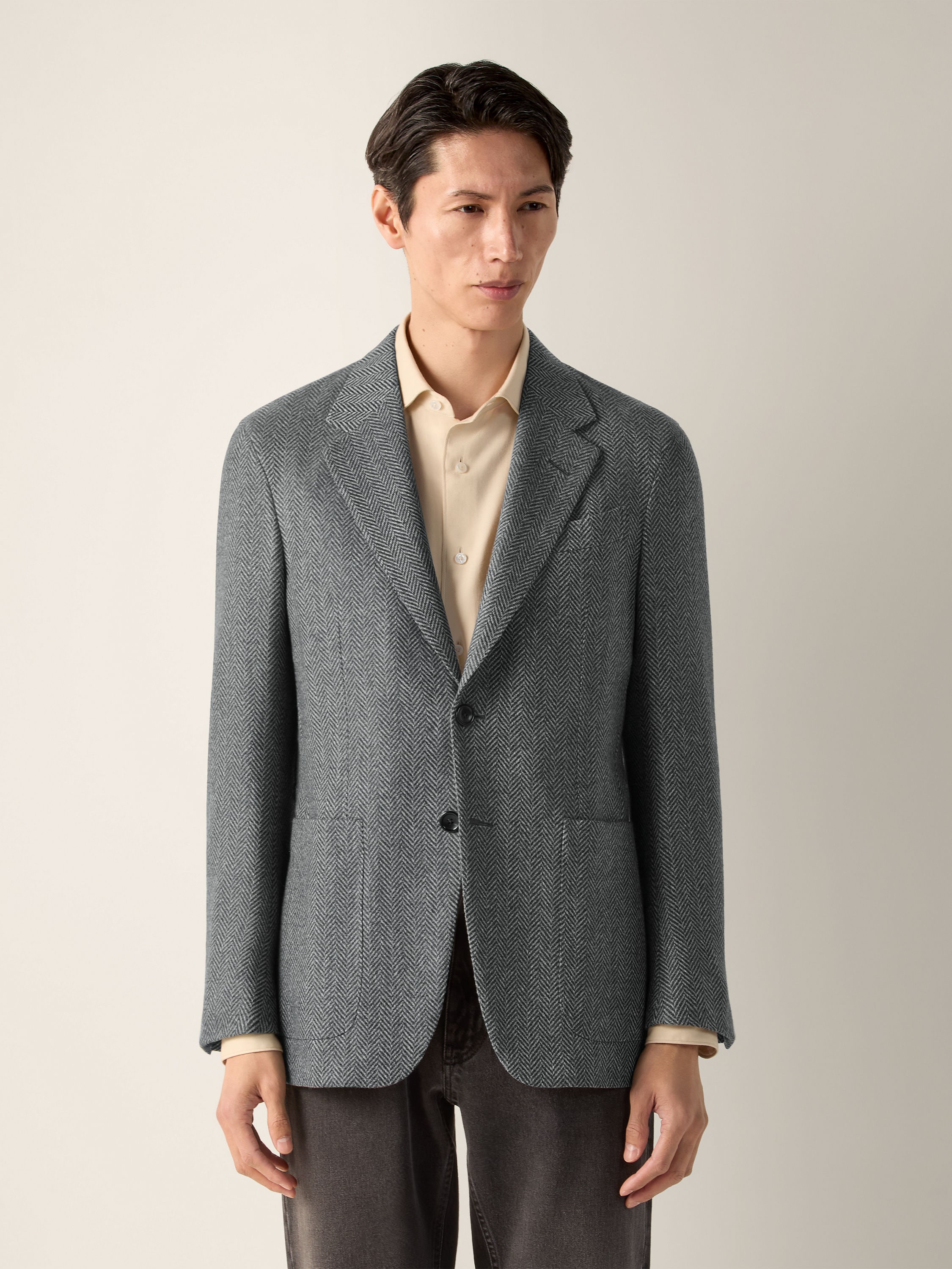 Dark Grey and Grey Oasi Cashmere Jacket Product detail photo #3