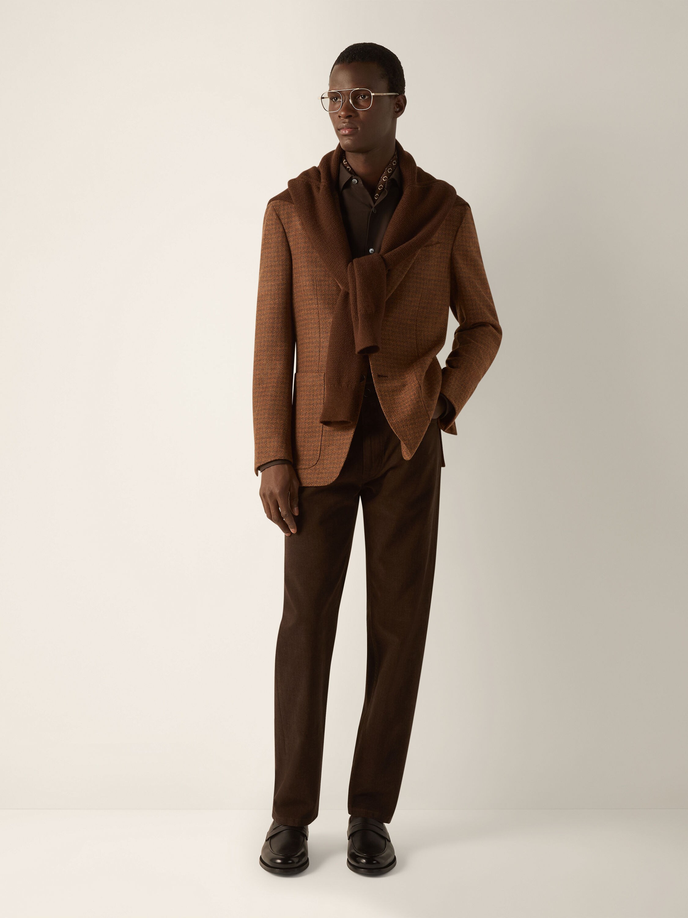 Dark Olive Green and Dark Orange Multimélange Oasi Cashmere Jacket Product detail photo #1
