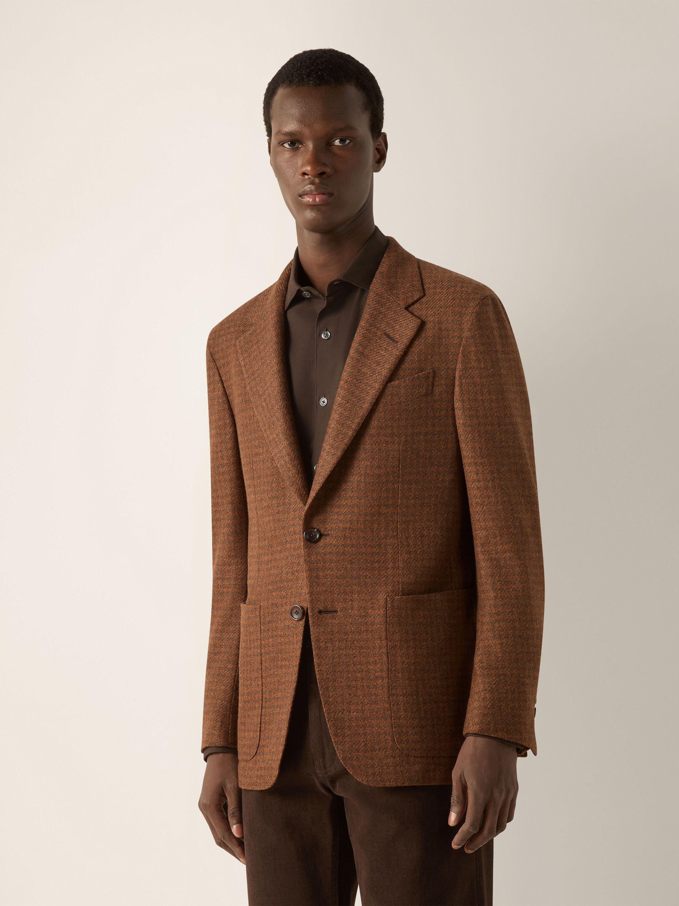 Dark Olive Green and Dark Orange Multimélange Oasi Cashmere Jacket Product detail photo #3