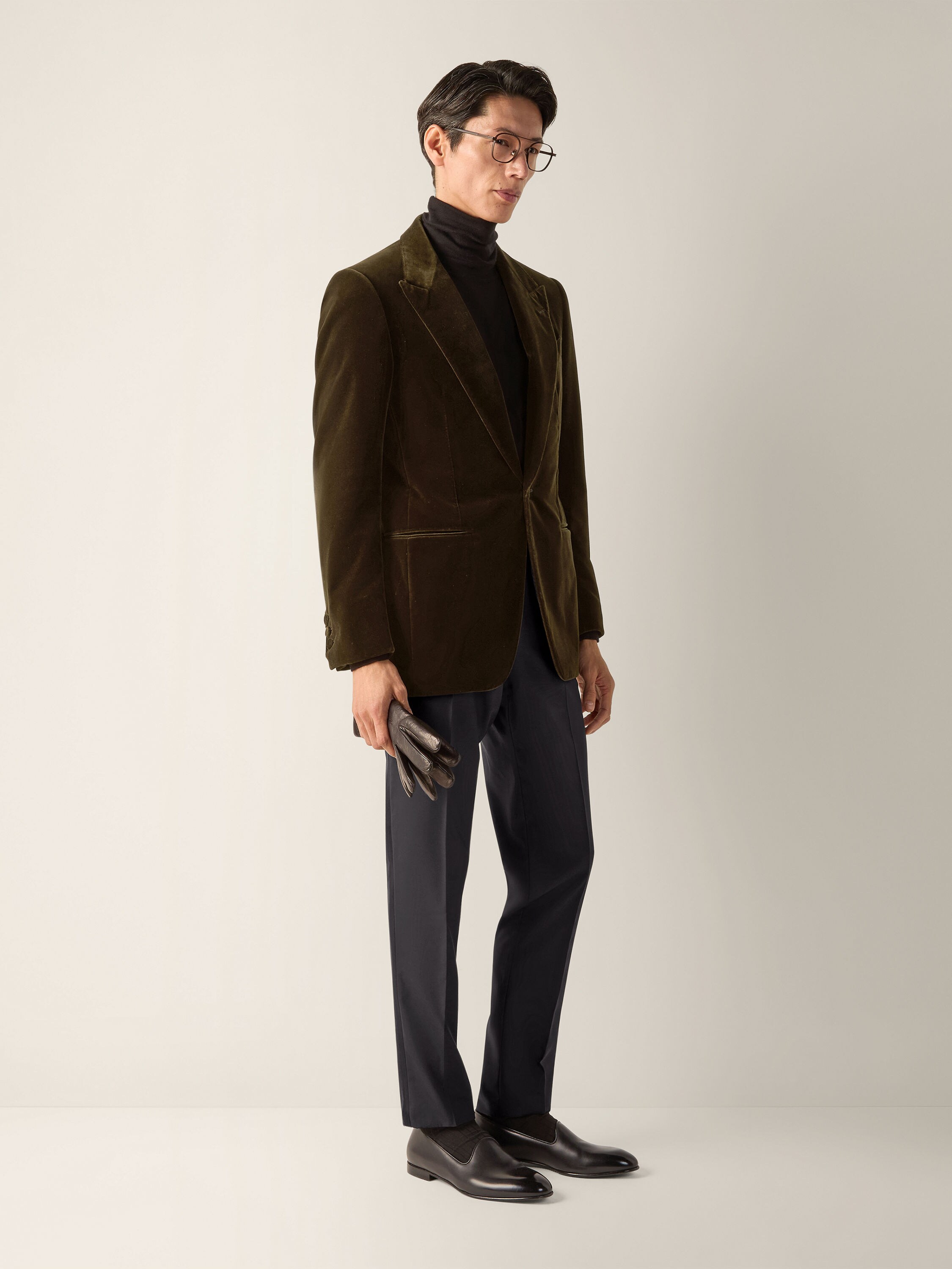Dark Olive Green Cotton Evening Jacket Product detail photo #1