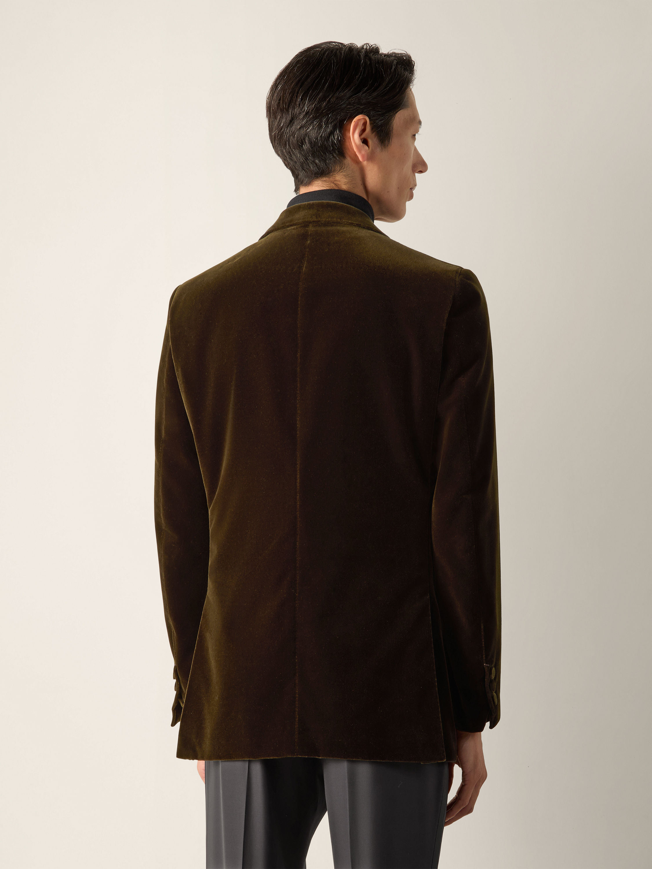 Dark Olive Green Cotton Evening Jacket Product detail photo #5