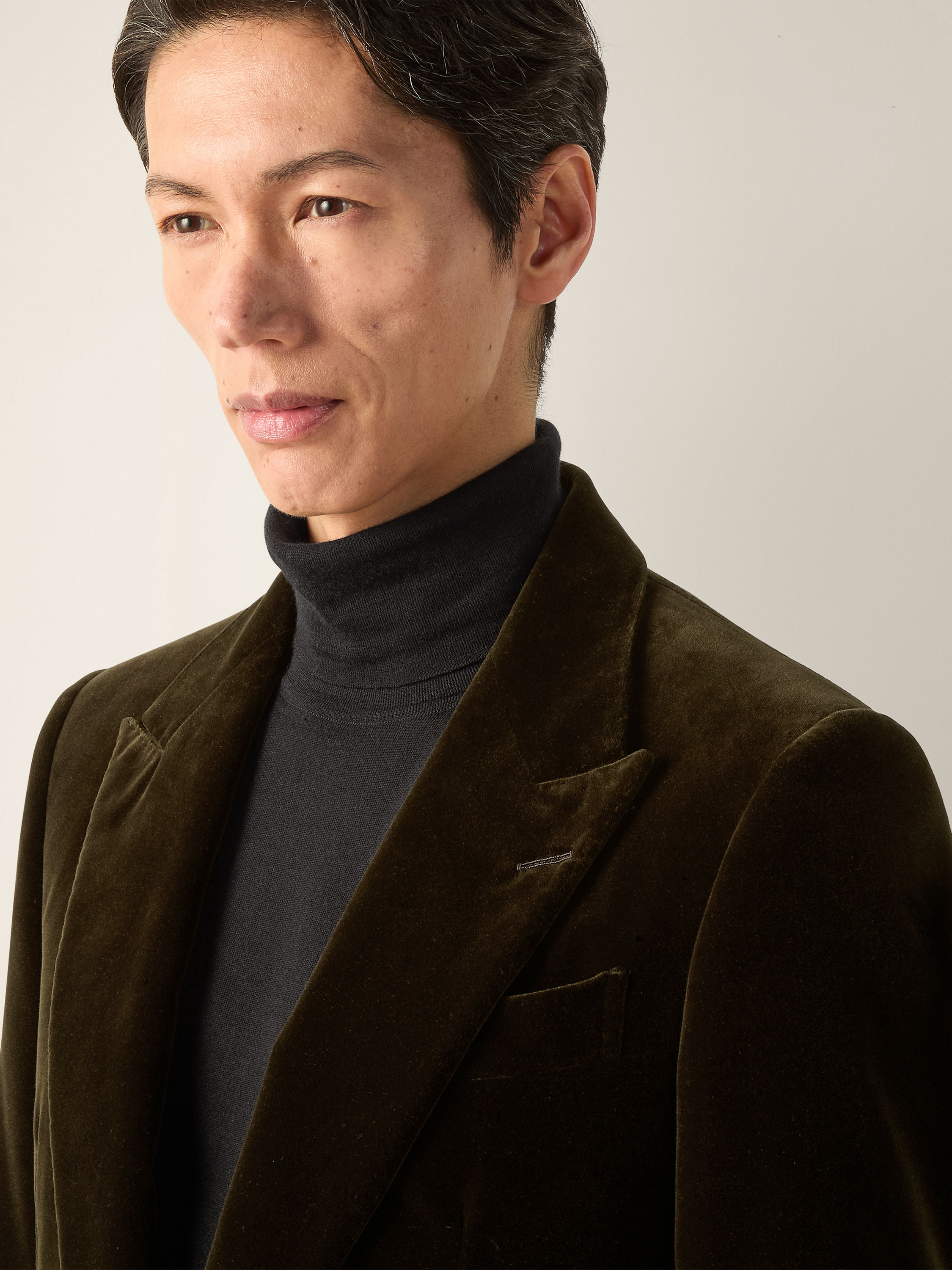 Dark Olive Green Cotton Evening Jacket Product detail photo #2