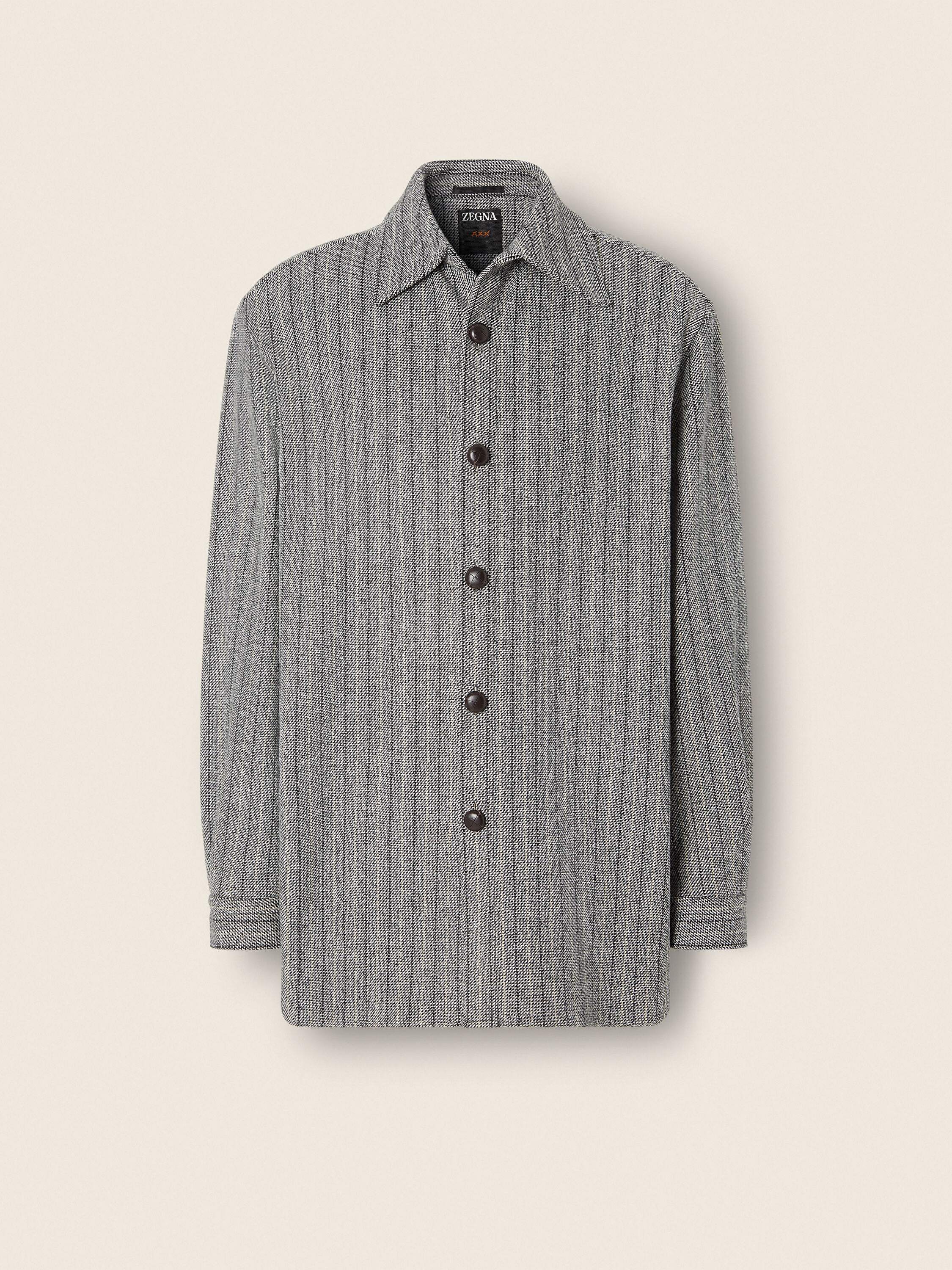 Grey Pinstriped Trofeo Selection Wool Shirt FW26 40236693 | Zegna HU