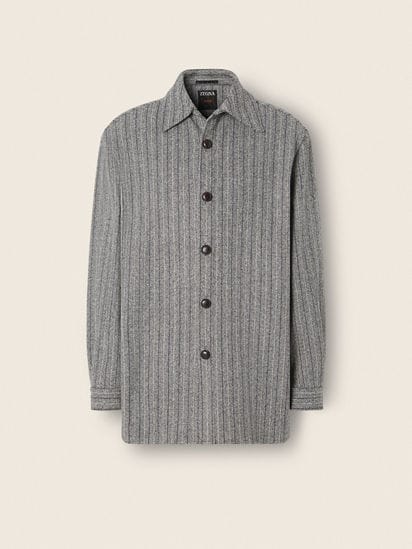 Grey Pinstriped Trofeo Selection Wool Shirt FW26 40236693 | Zegna HU
