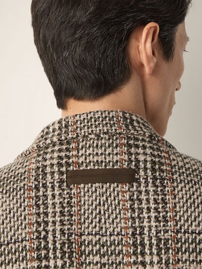 Beige Olive Green and Reddish Brown Wool and Paper Yarn Blend