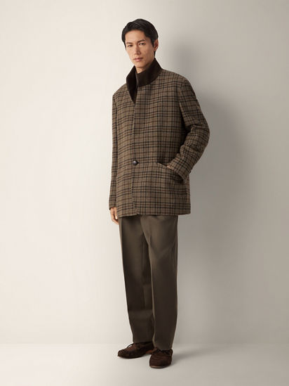 Dark Olive Green and Brown Oasi Cashmere Chore Jacket FW26