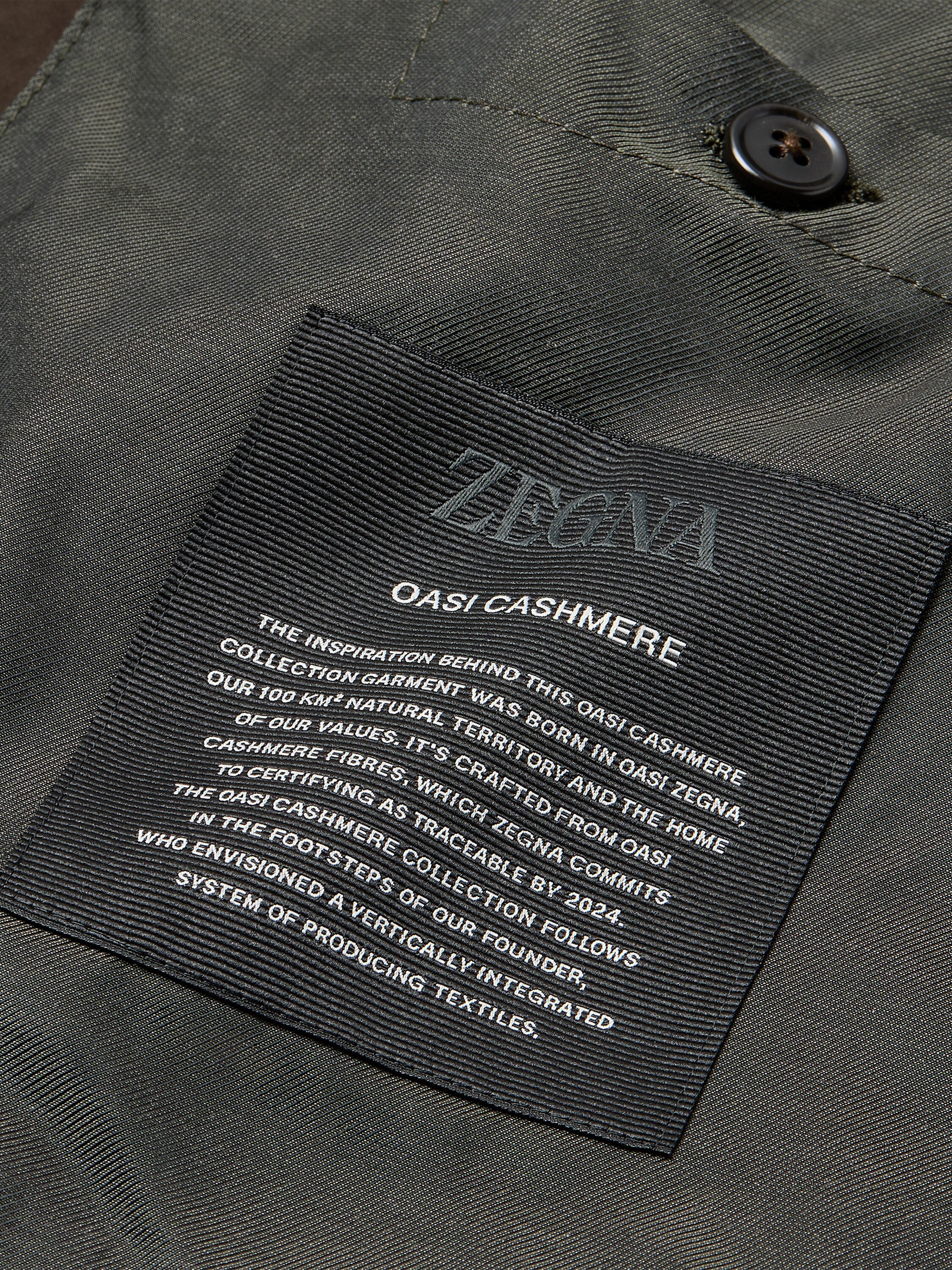 Dark Olive Green and Brown Oasi Cashmere Chore Jacket Product detail photo #2