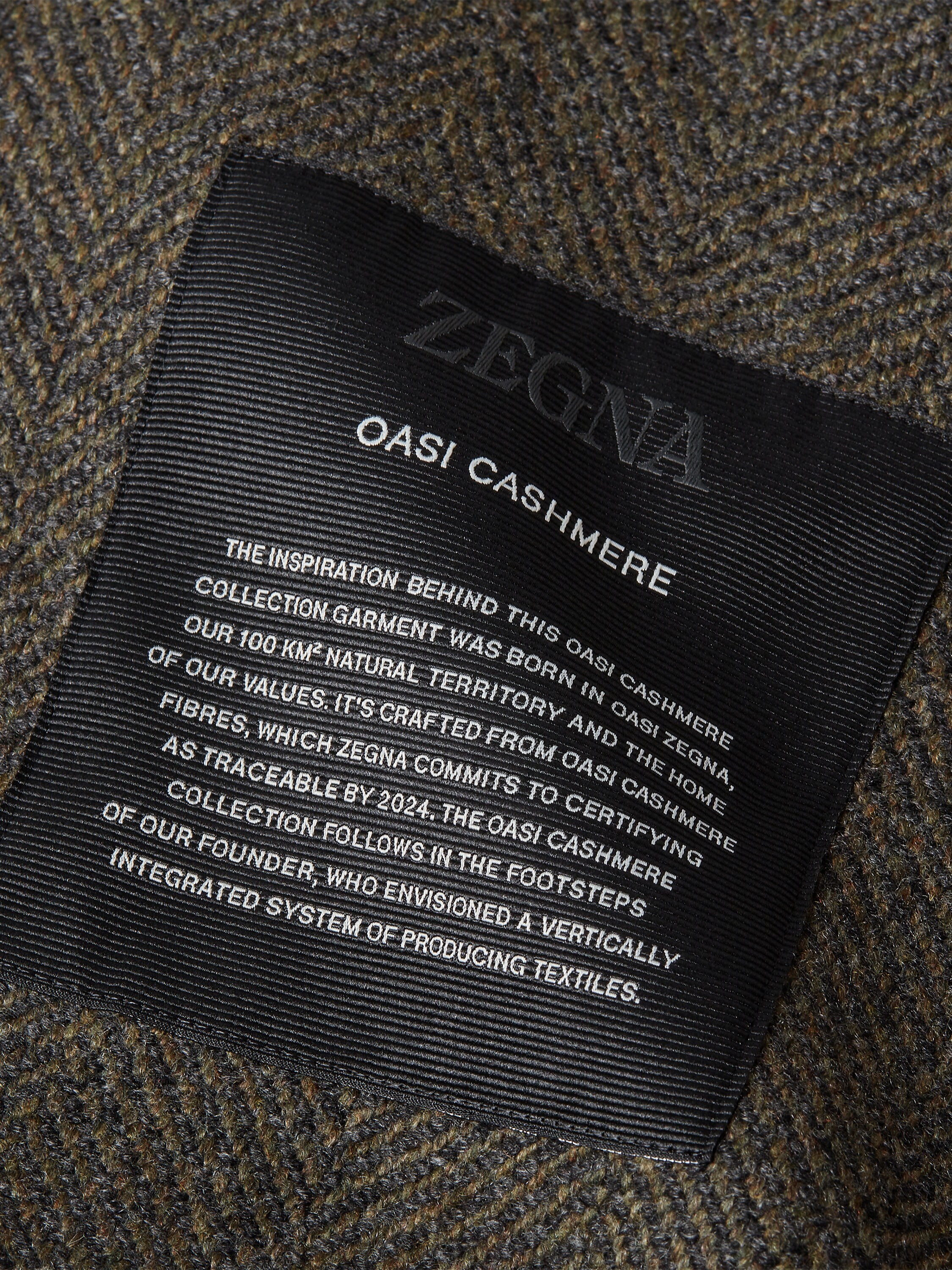 Dark Olive Green and Dark Grey Oasi Cashmere Trench Coat Product detail photo #2