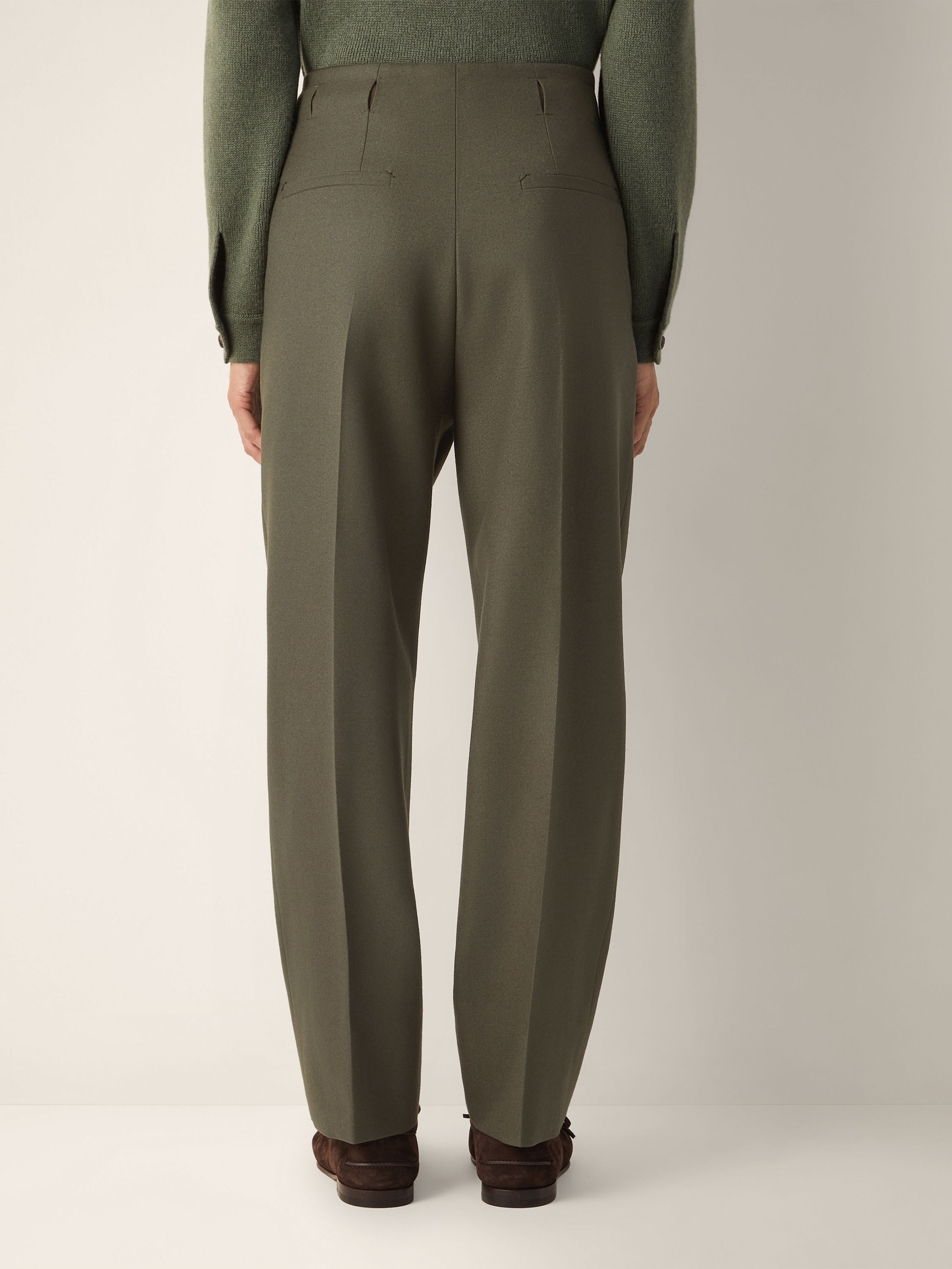 Dark Olive Green Wool Pants Product detail photo #5