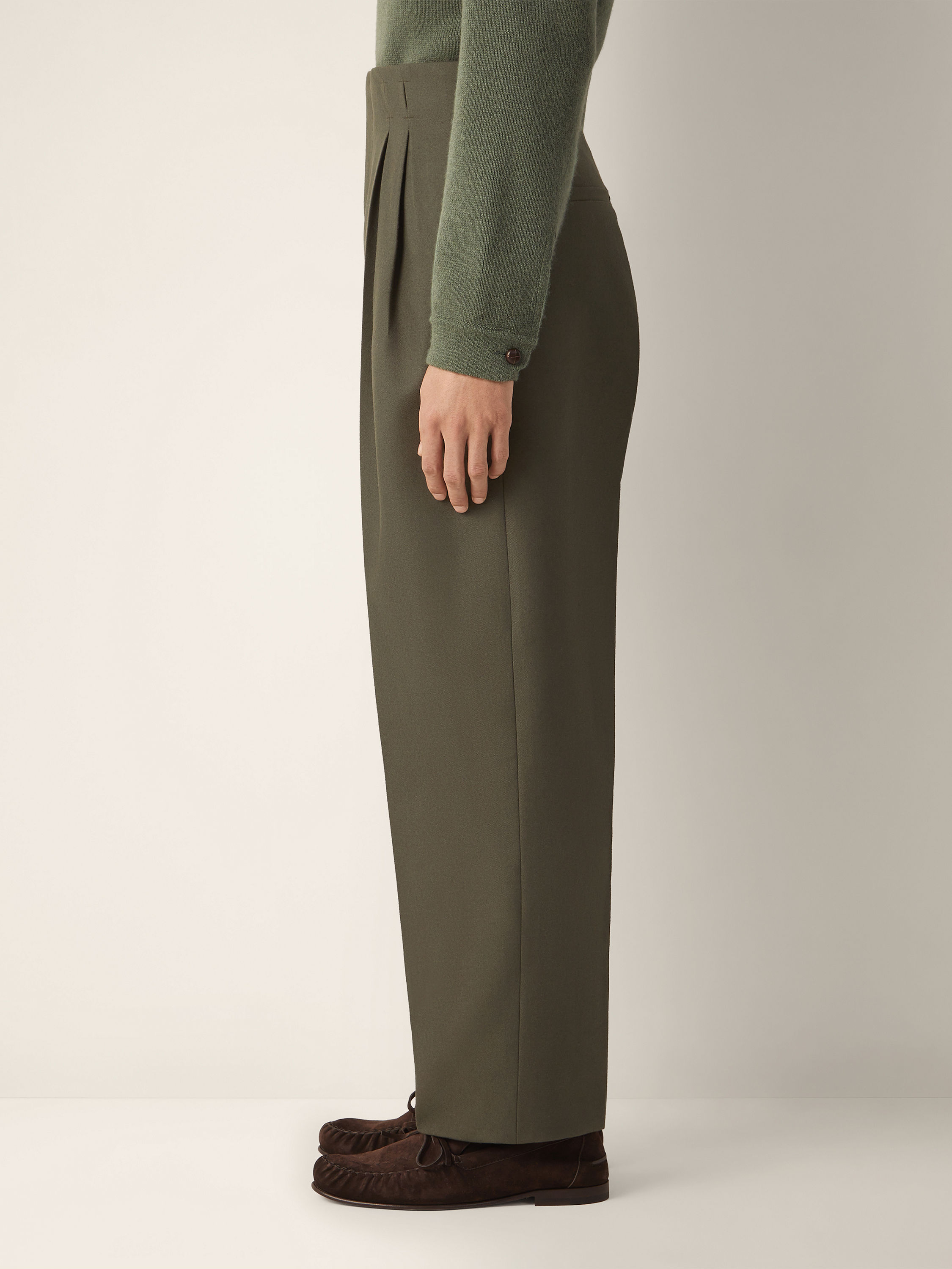 Dark Olive Green Wool Pants Product detail photo #3