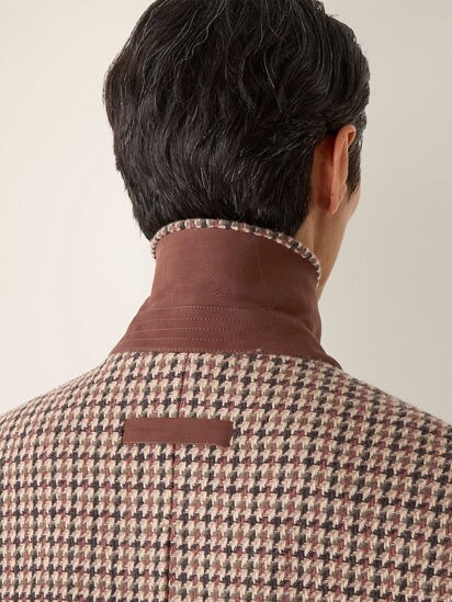 Beige Black and Reddish Brown Wool and Paper Yarn Overcoat FW26