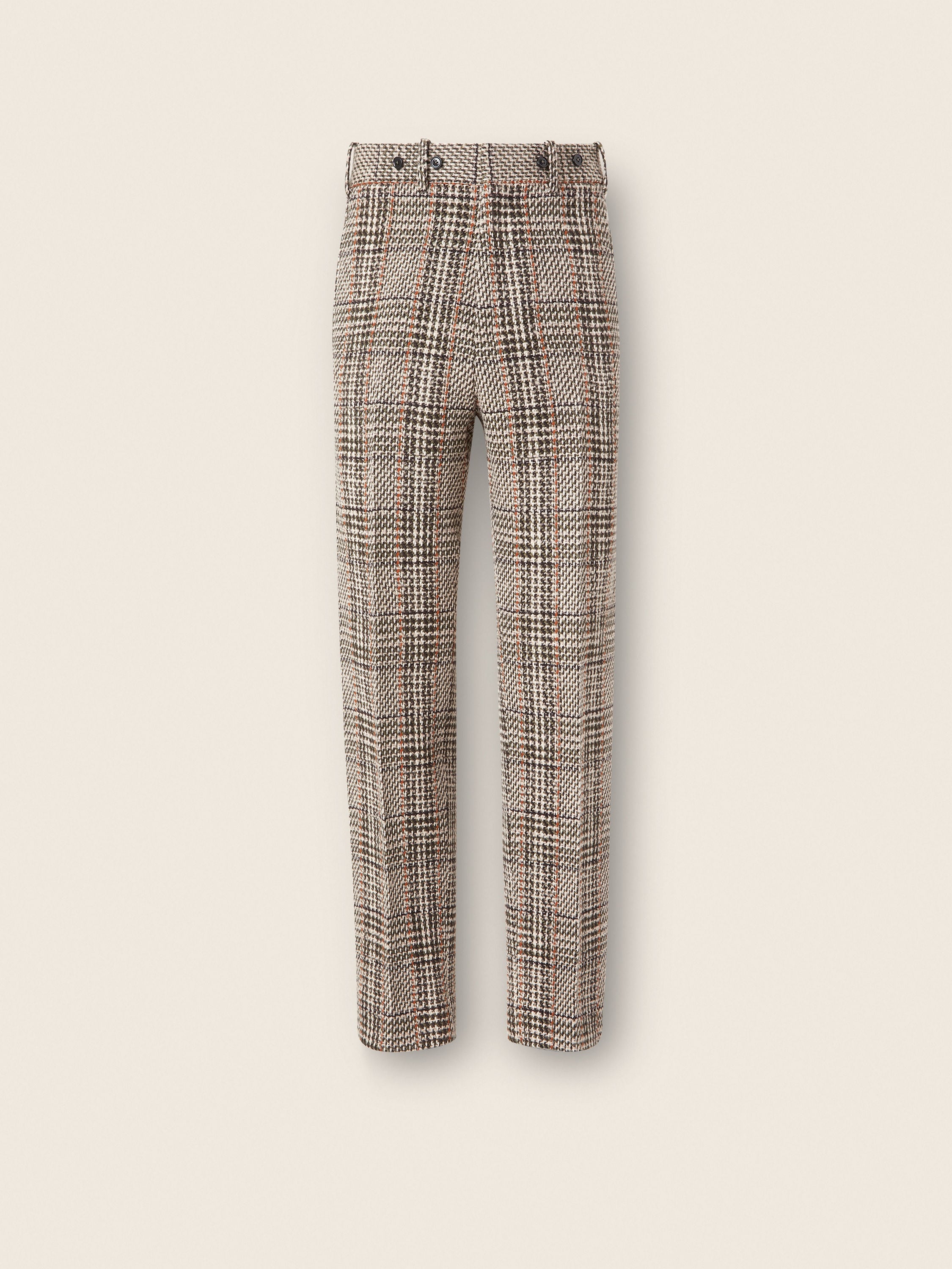 Beige Olive Green and Reddish Brown Wool and Paper Yarn Blend Pants Main product photo