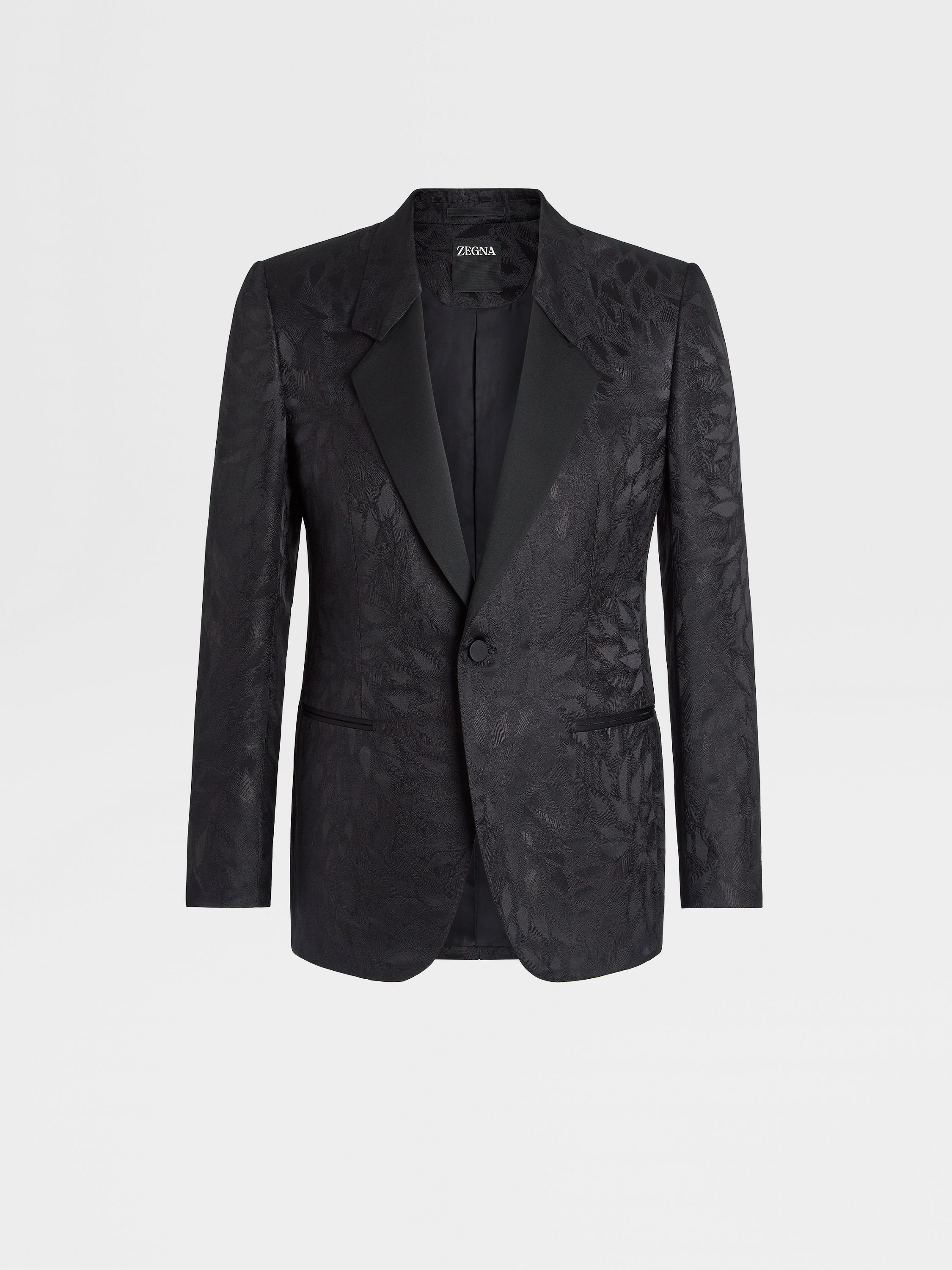 Black Jacquard Silk and Wool Evening Jacket SS25 25593392 Black Jacquard Silk and Wool Evening Jacket SS25 25593392