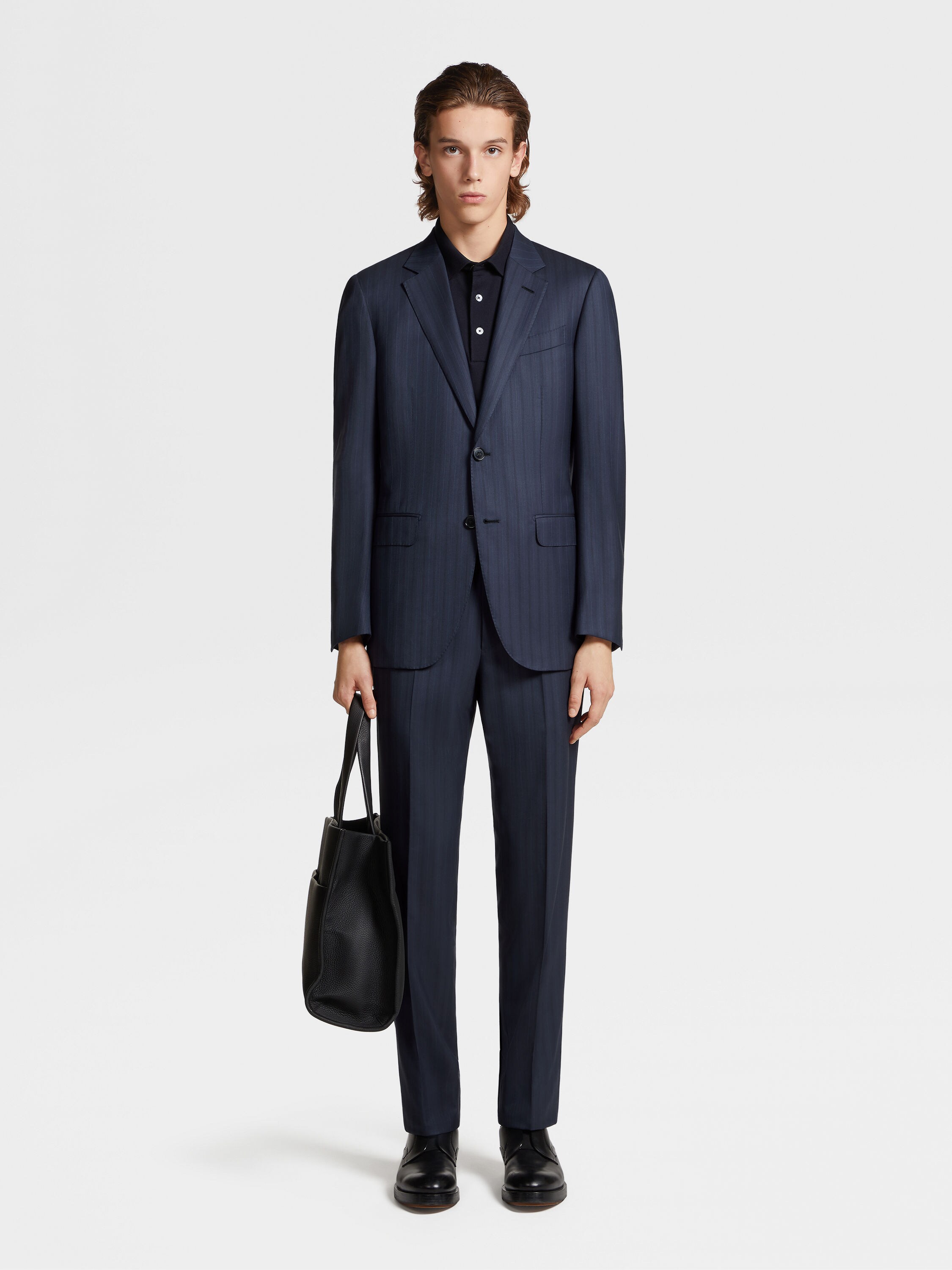 Navy Blue and Black Centoventimila Wool Suit FW23 25594636 | Zegna AU