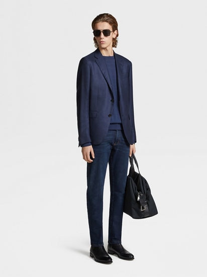 Dark Blue Cashmere and Silk Jacket SS25 25684409 | Zegna KR Dark Blue Cashmere and Silk Jacket SS25 25684409 | Zegna KR