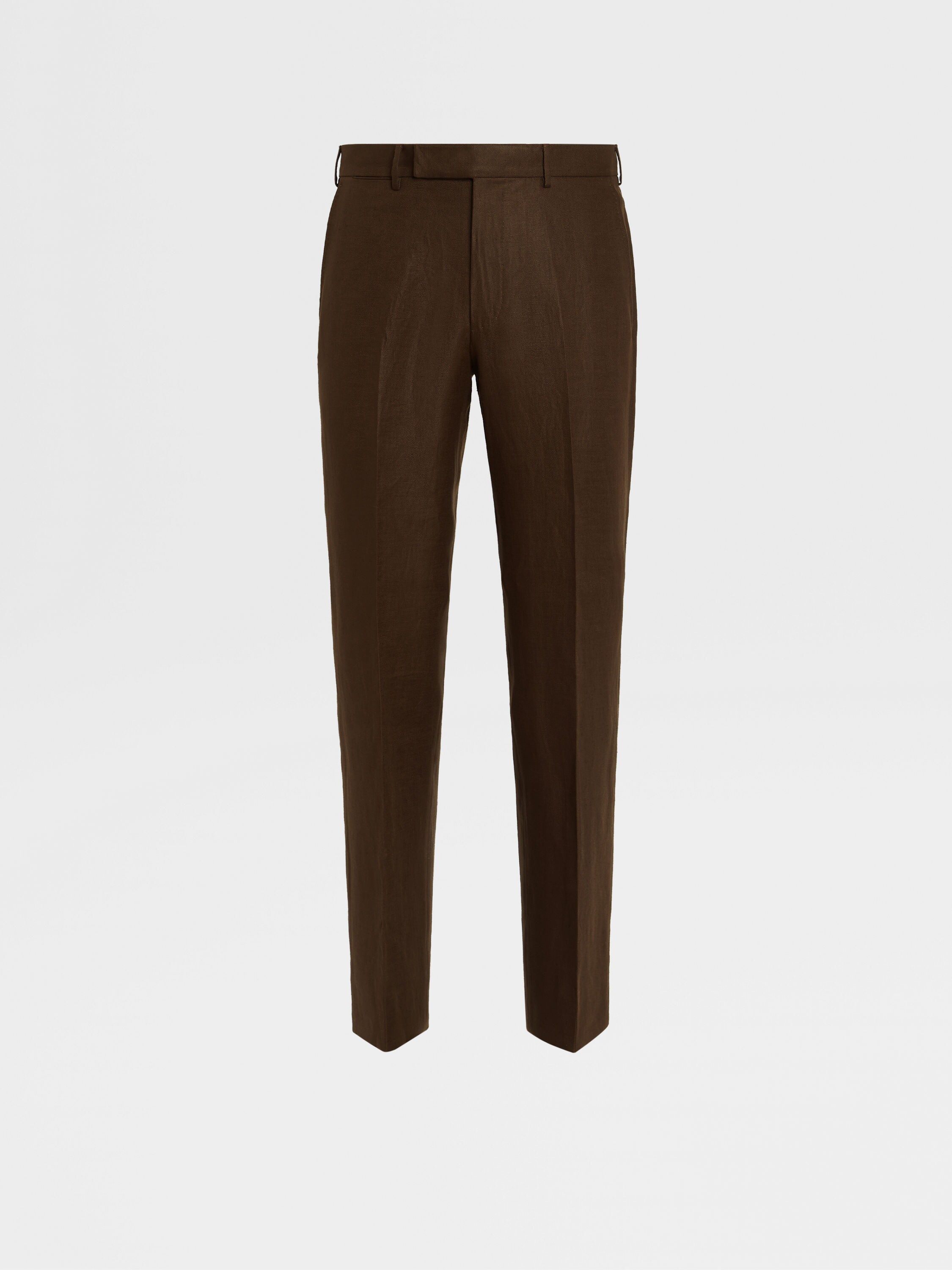 Dark Brown Pure Linen Pants FW23 26305872 | Zegna US