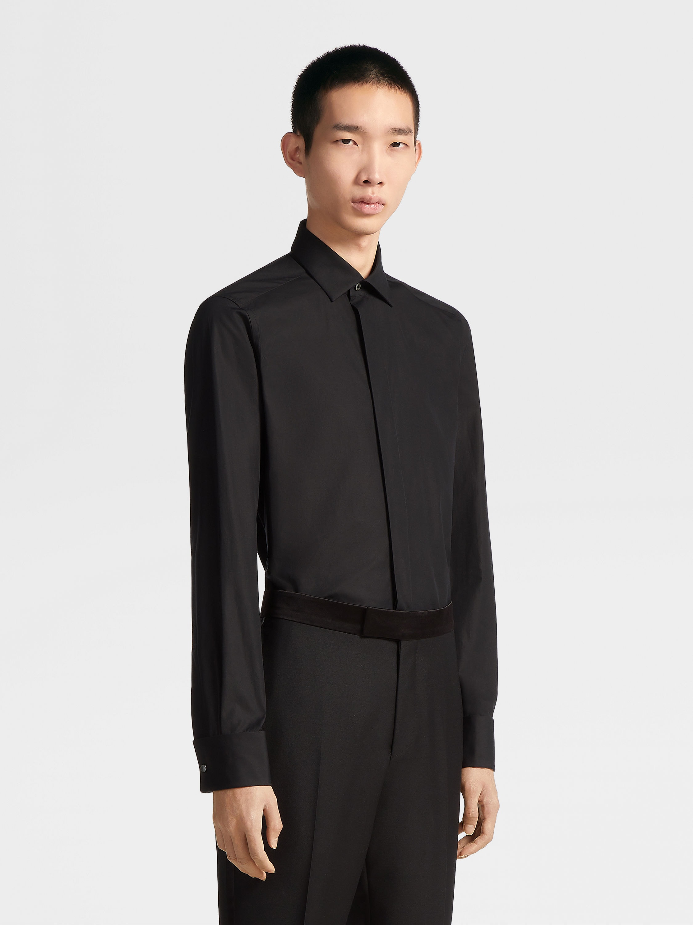 Black Trofeo™ Silk Evening Shirt Product detail photo #1