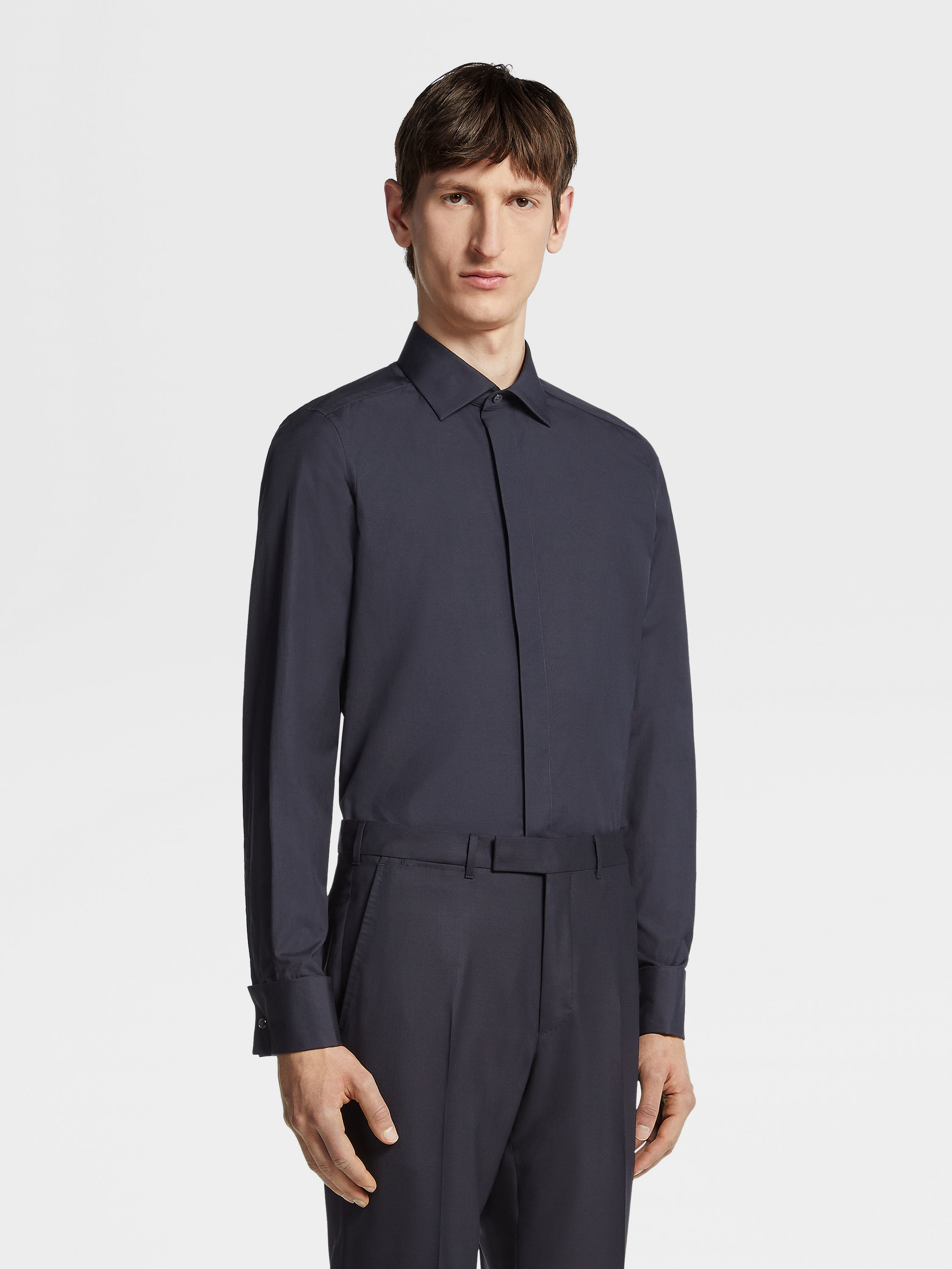 Evening Hemd aus Trofeo™ Silk in Marineblau Detailfoto #1 des Produkts