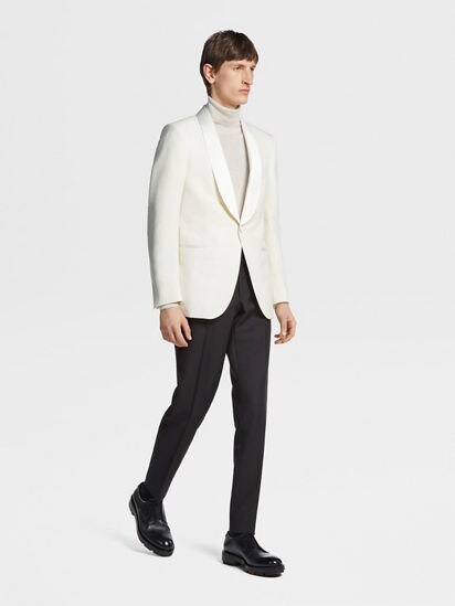 Chaqueta de Fiesta en Seda Color Blanco Marfil FW23 28672268
