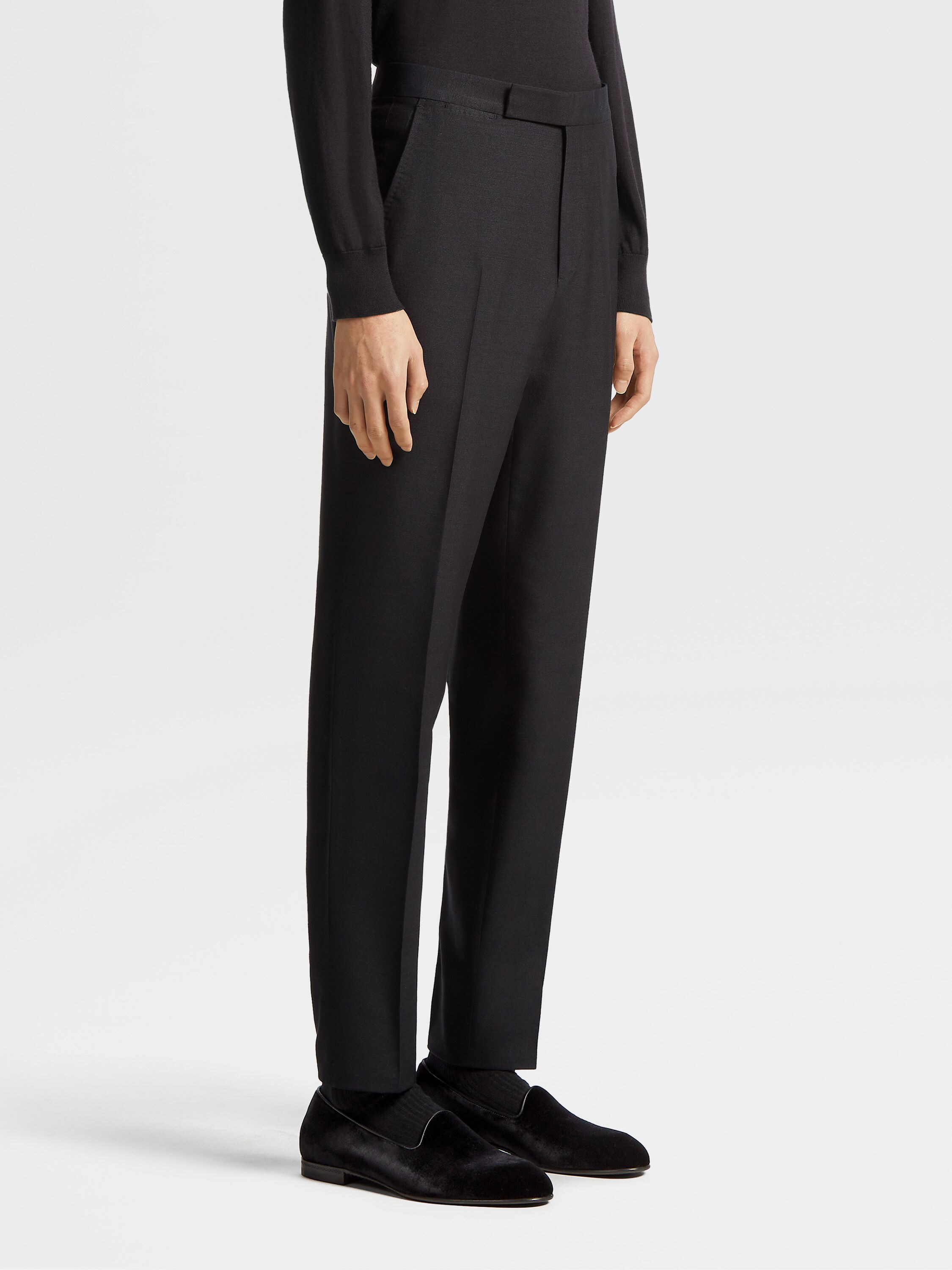 黑色絲質晚宴長褲 產品細節圖 #1