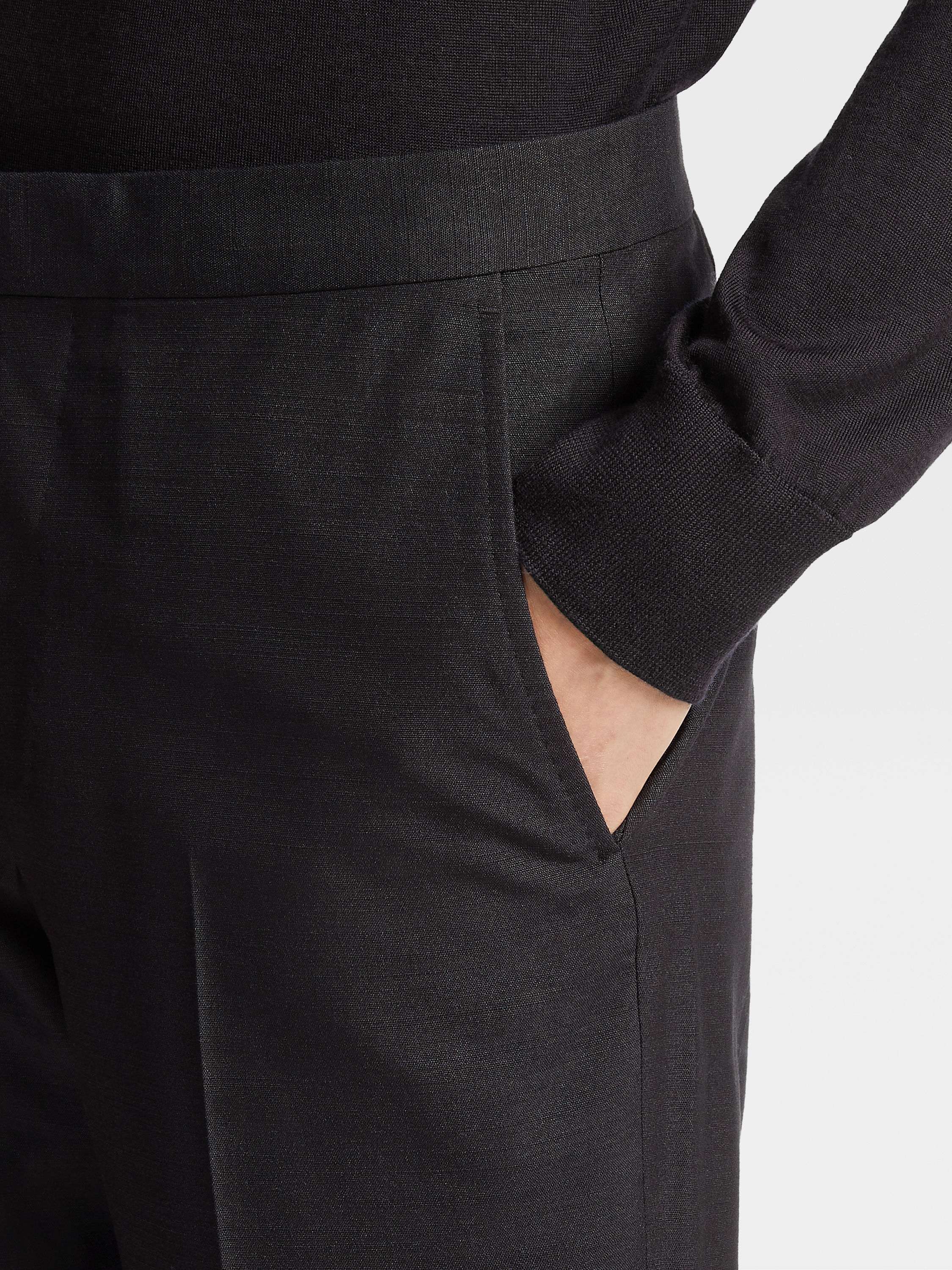 黑色絲質晚宴長褲 產品細節圖 #4