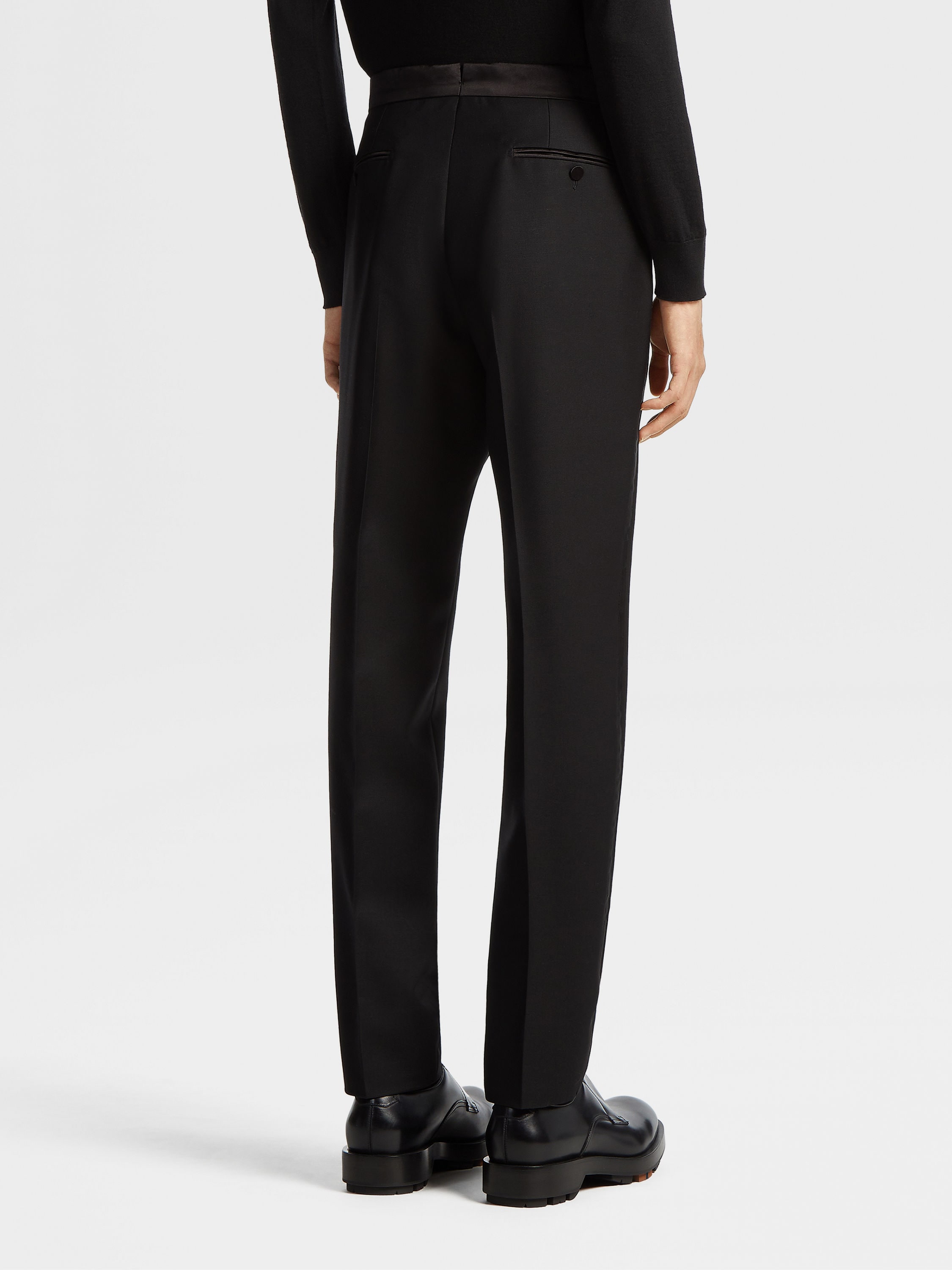 Black Wool and Mohair Evening Pants Product detail photo #2