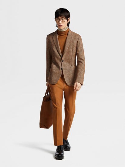 Wool-blend jacket - Dark beige - Men