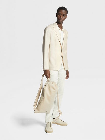 Off White Cashmere Silk and Linen Jacket