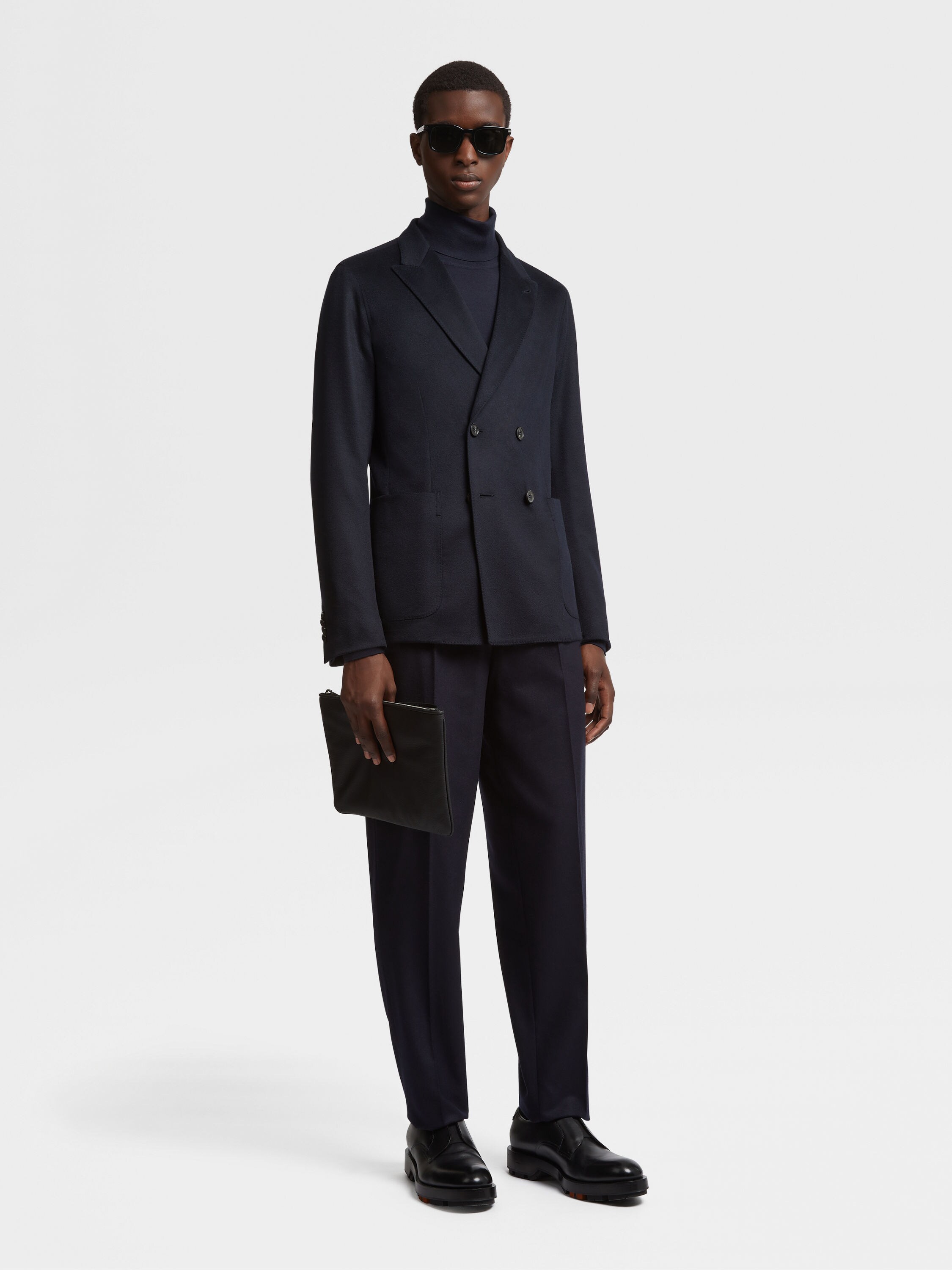 Navy Blue Oasi Cashmere Jacket Product detail photo #1