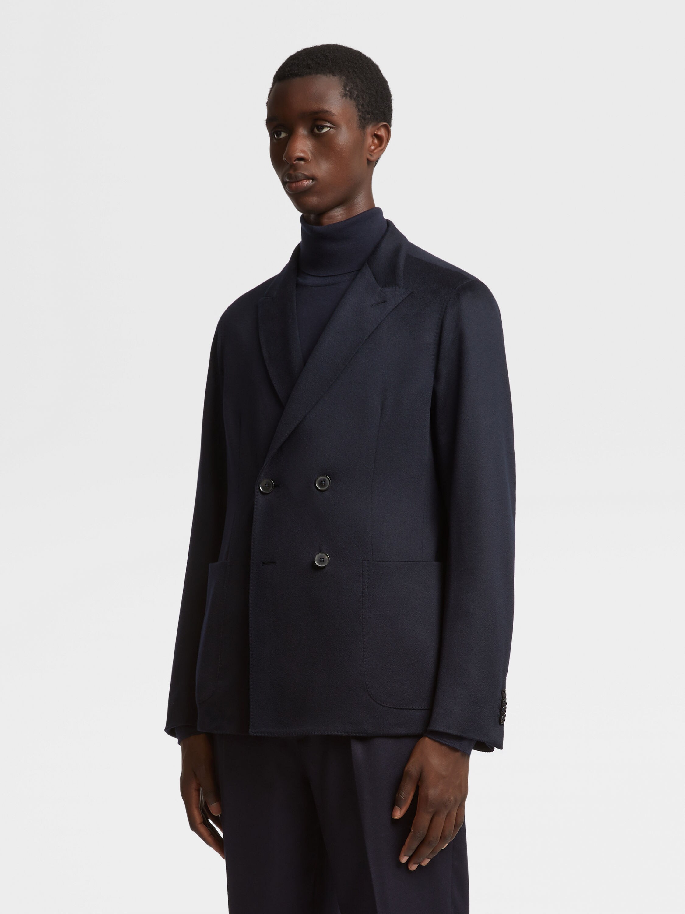 Navy Blue Oasi Cashmere Jacket Product detail photo #3