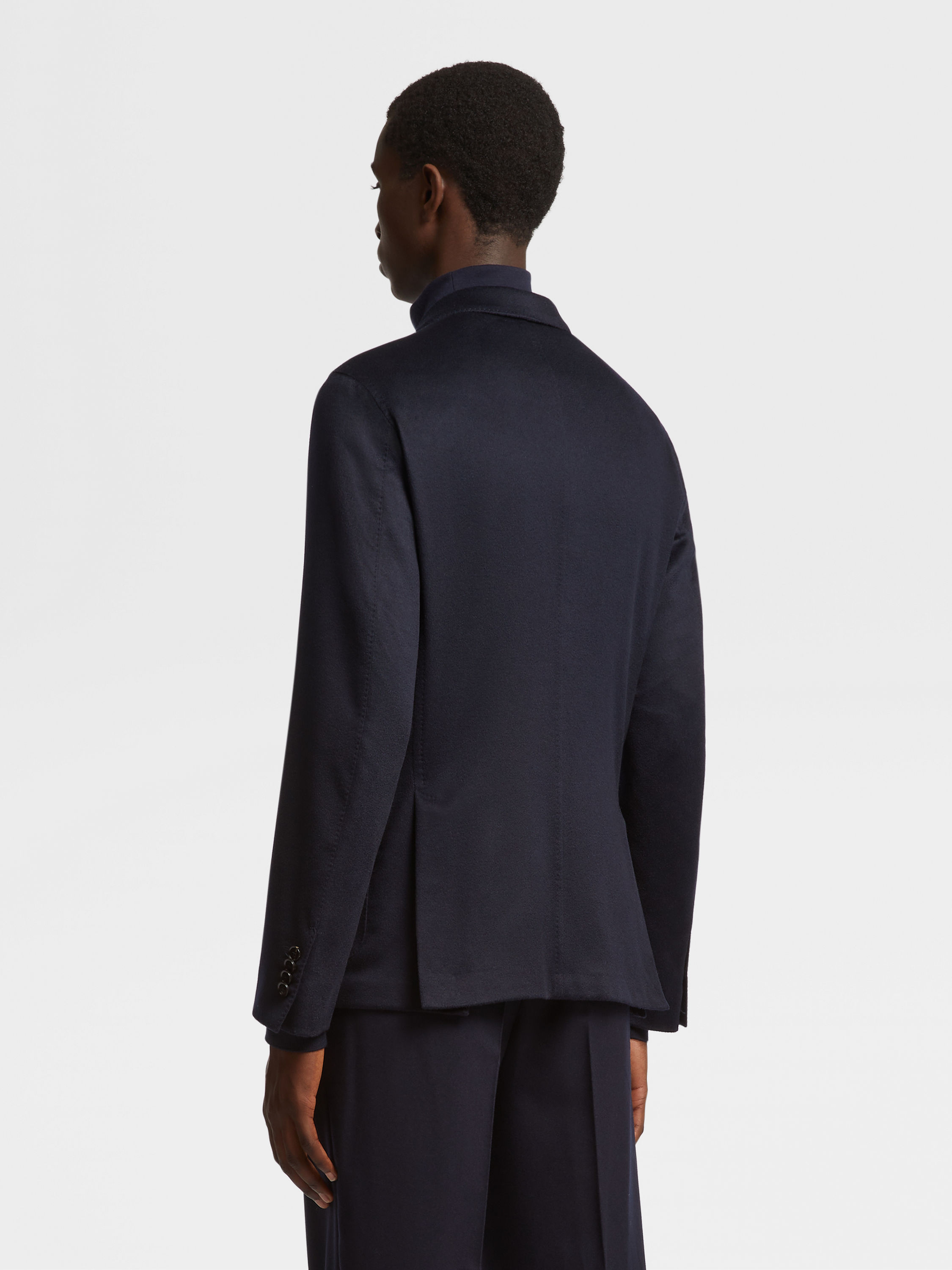 Navy Blue Oasi Cashmere Jacket Product detail photo #4