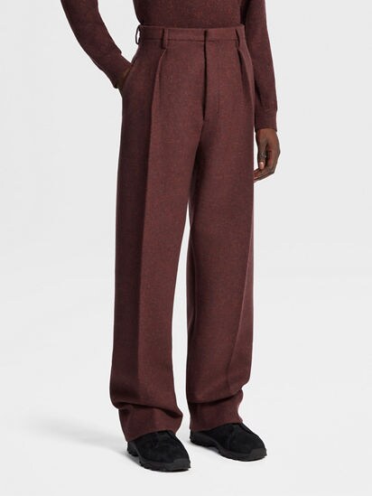 TROUSERS WOOL CASHMERE - LIGHT BROWN
