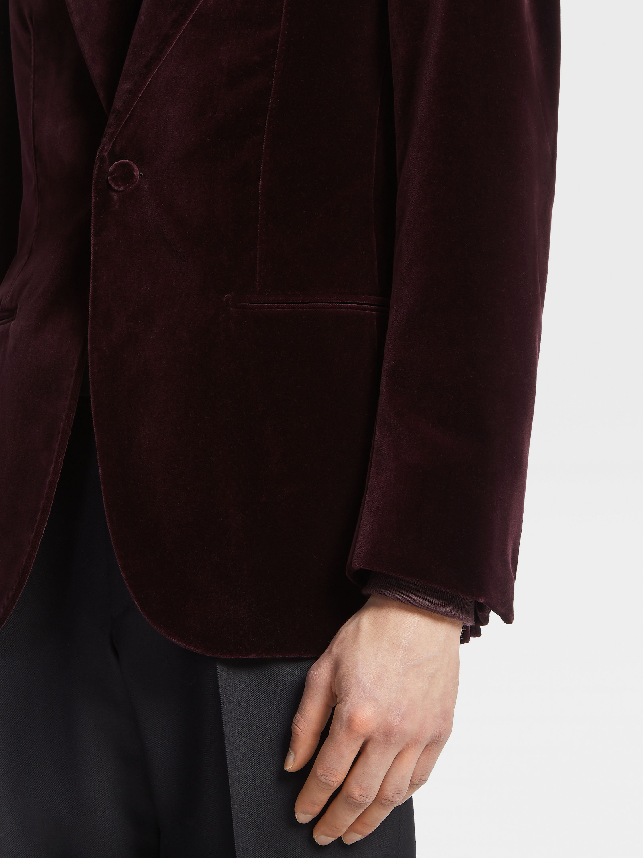 Dark Burgundy Cotton Evening Jacket Product detail photo #2