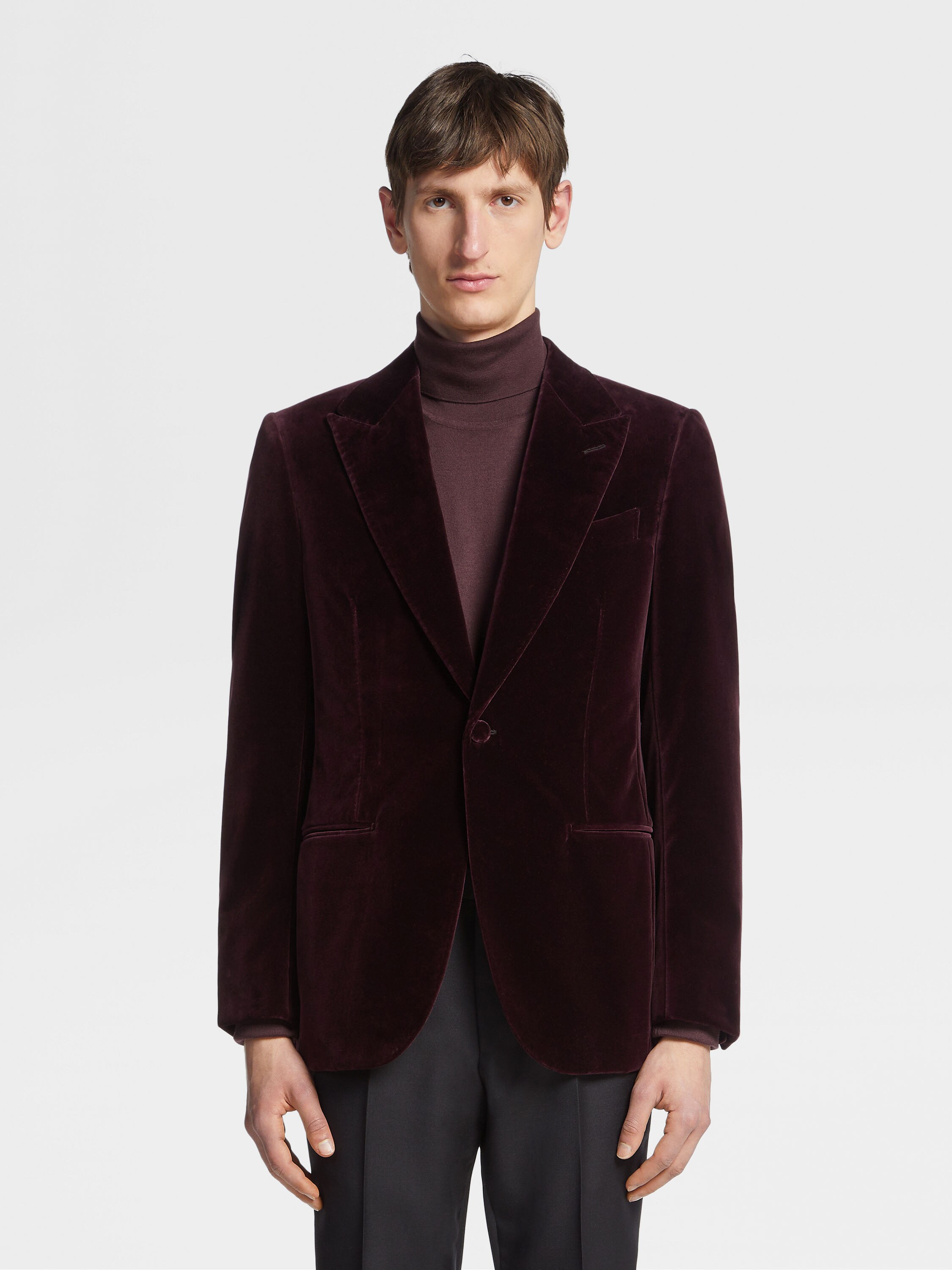 Dark Burgundy Cotton Evening Jacket Product detail photo #3