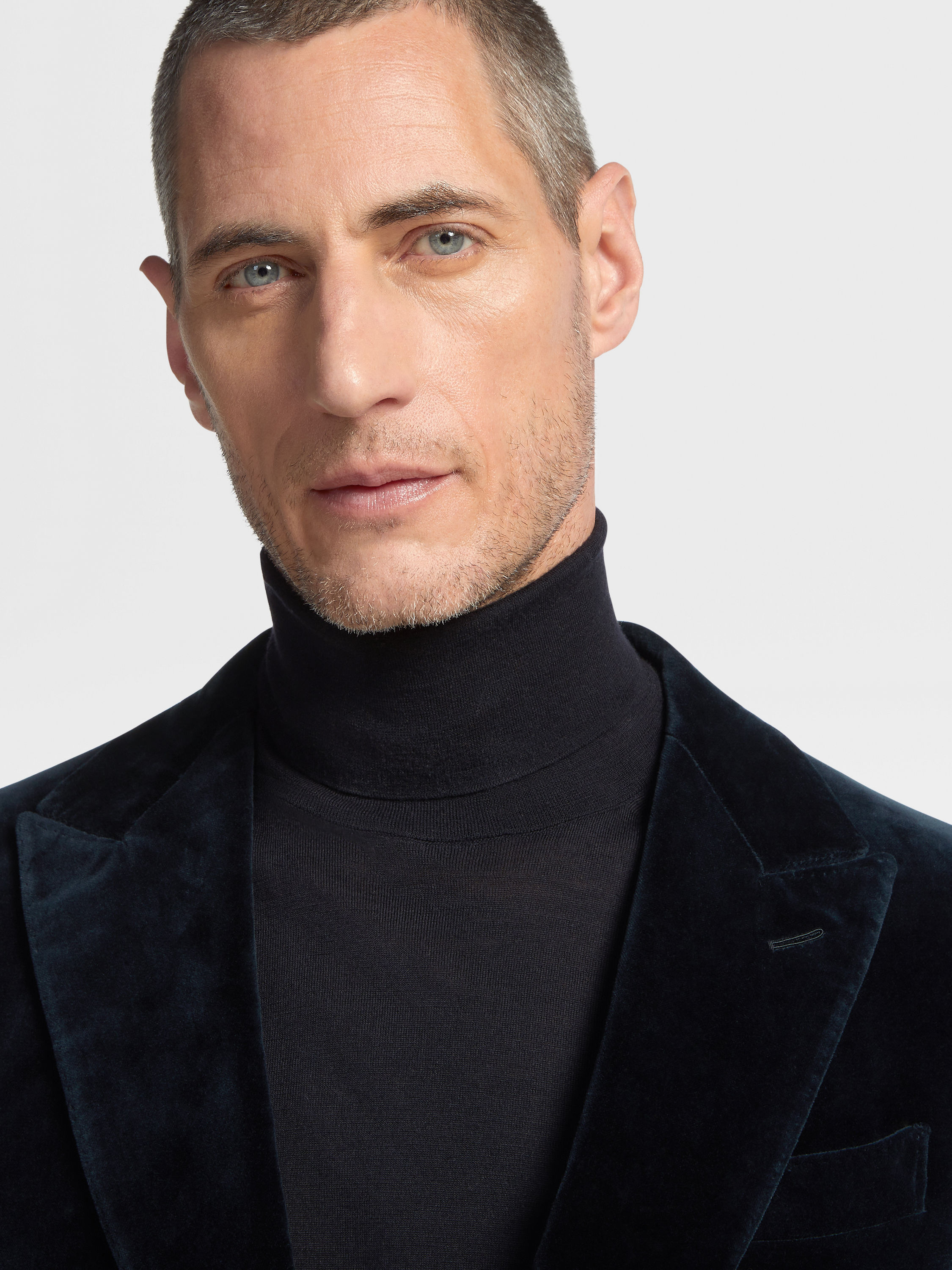 Dark Teal Blue Cotton Evening Jacket Product detail photo #2