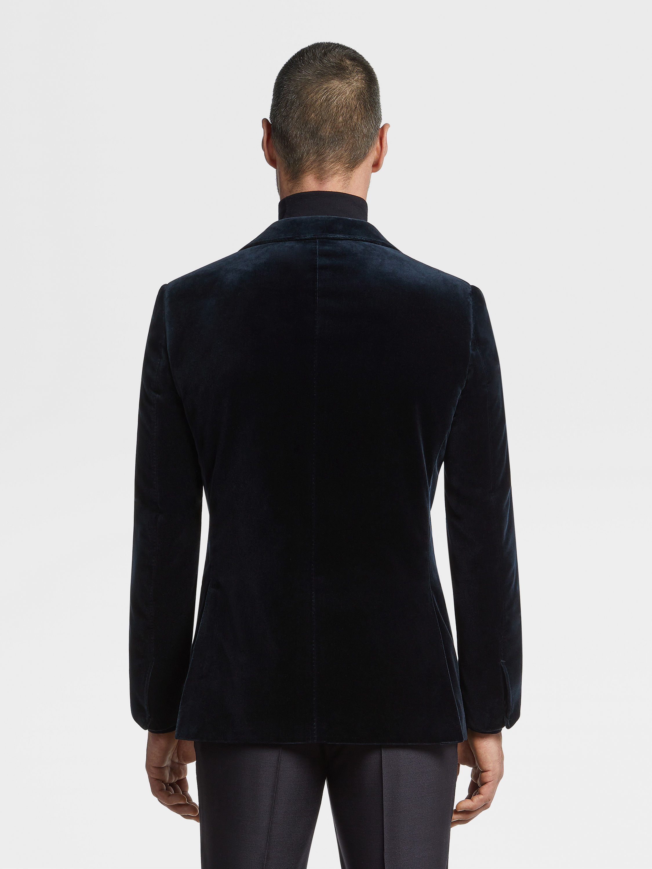 Dark Teal Blue Cotton Evening Jacket Product detail photo #4