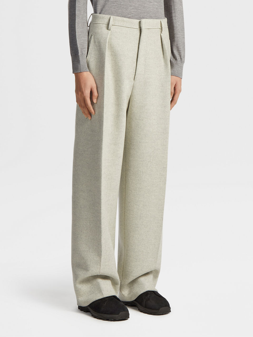 Wool-blend palazzo pants