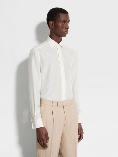 White Silk Evening Shirt