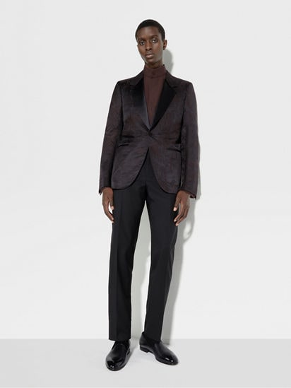 Dark Brown and Light Brown Cashmere and Silk Jacket SS25