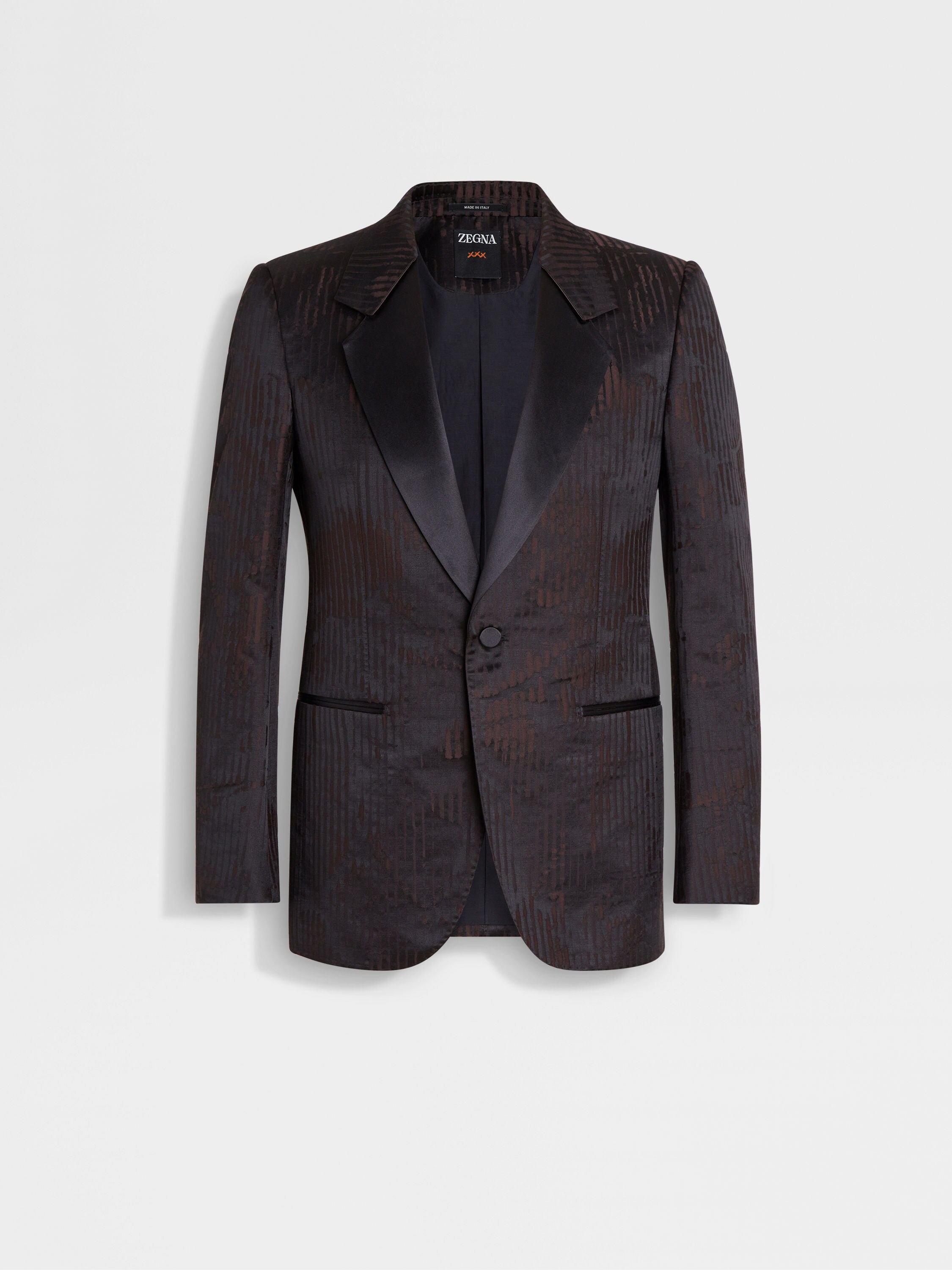 Dark Brown and Black Wool and Silk Evening Jacket 