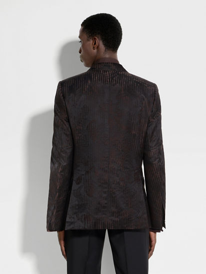 Slim fit jacket in wool with satin collar in - dark rust