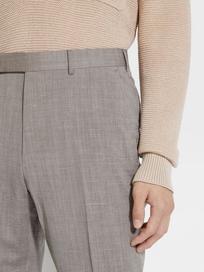 史上一番安い Seersucker Trofeo™ Taupe Wool Pants Blend Linen and Silk パンツ