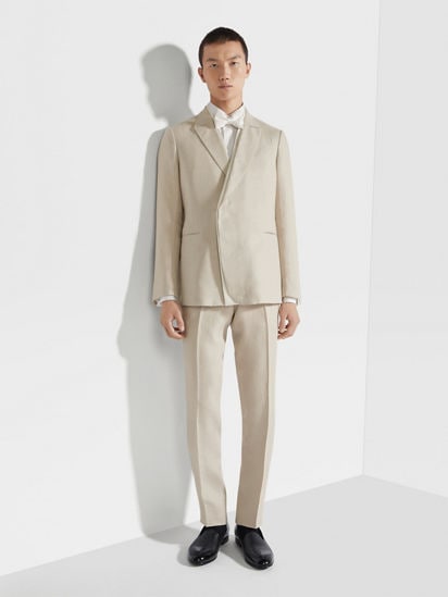 Light Beige Oasi Lino Evening Jacket SS25 30322485 | Zegna LU Light Beige Oasi Lino Evening Jacket SS25 30322485 | Zegna LU