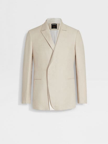 Light Beige Oasi Lino Evening Jacket SS25 30322485 | Zegna LU Light Beige Oasi Lino Evening Jacket SS25 30322485 | Zegna LU