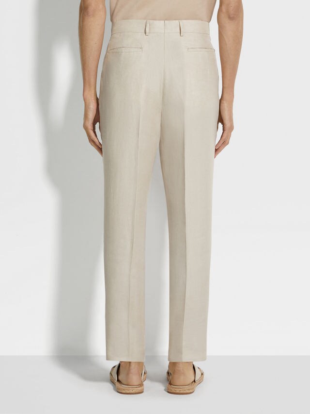 Light Beige Oasi Lino Pants Product detail photo #5